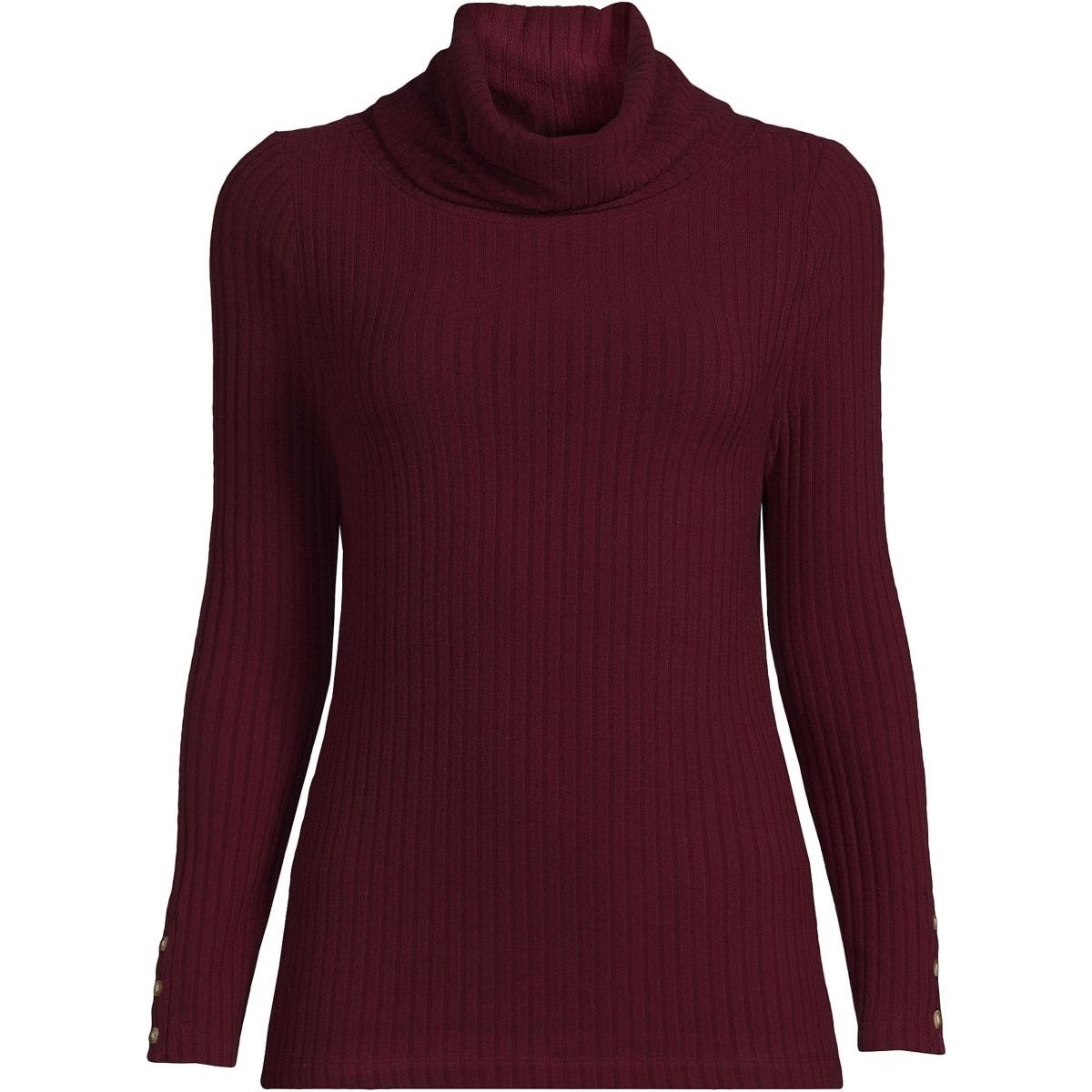 Plus Size Lands' End Long Sleeve Wide Rib Turtleneck, Women's, Size: 3XL, Pale Petal Product Image