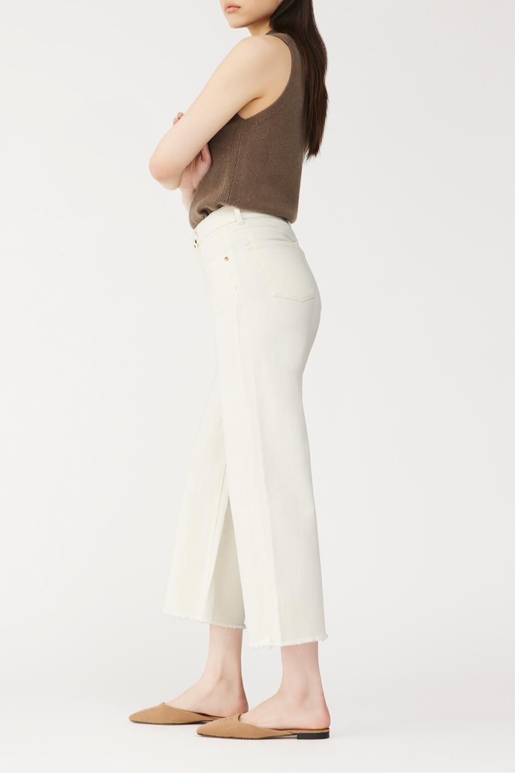 Hepburn Wide Leg High Rise Vintage Ankle Jeans - Eggshell Product Image