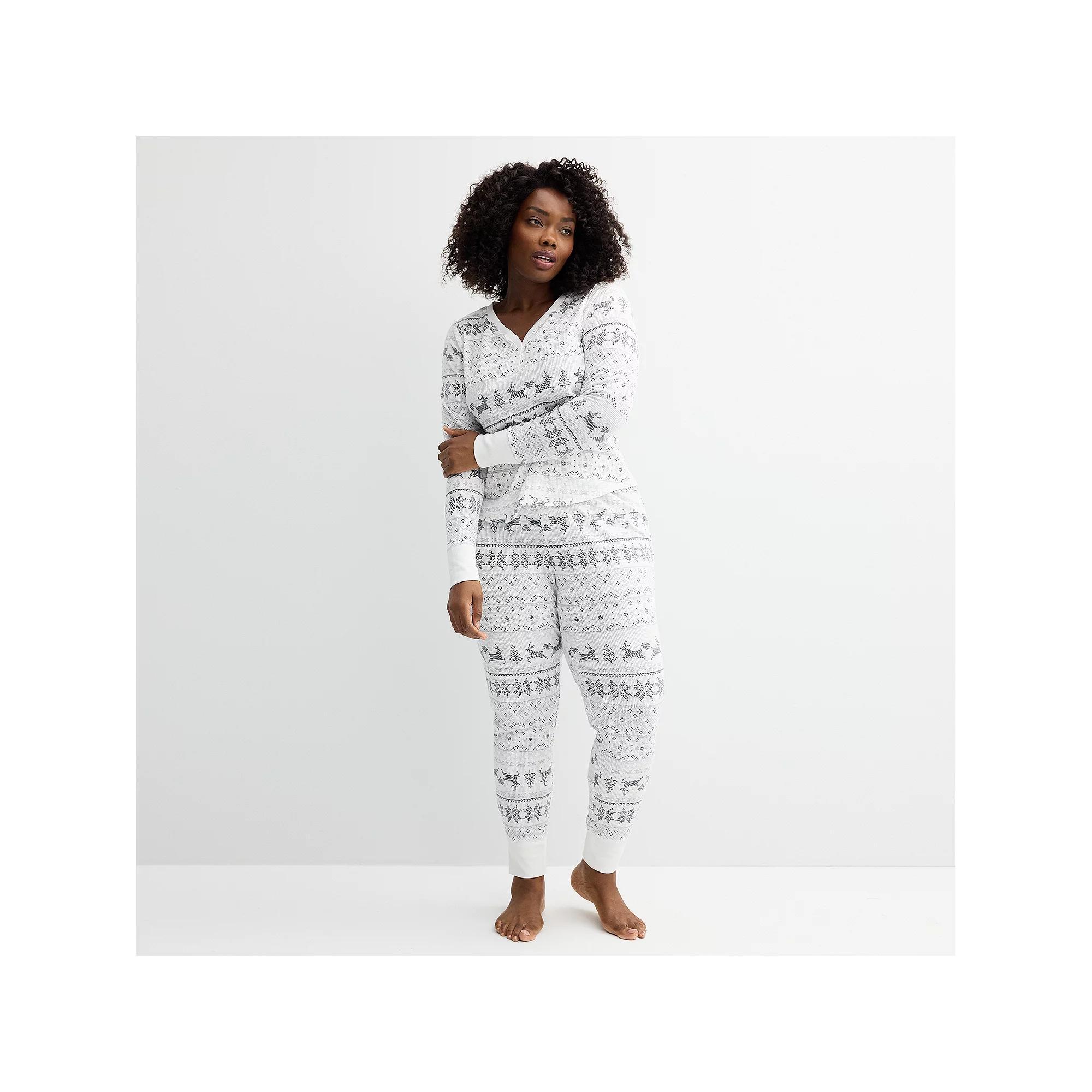 Plus Size Sonoma Goods For Life Thermal Pajama Top & Pajama Bottoms Set, Womens Product Image
