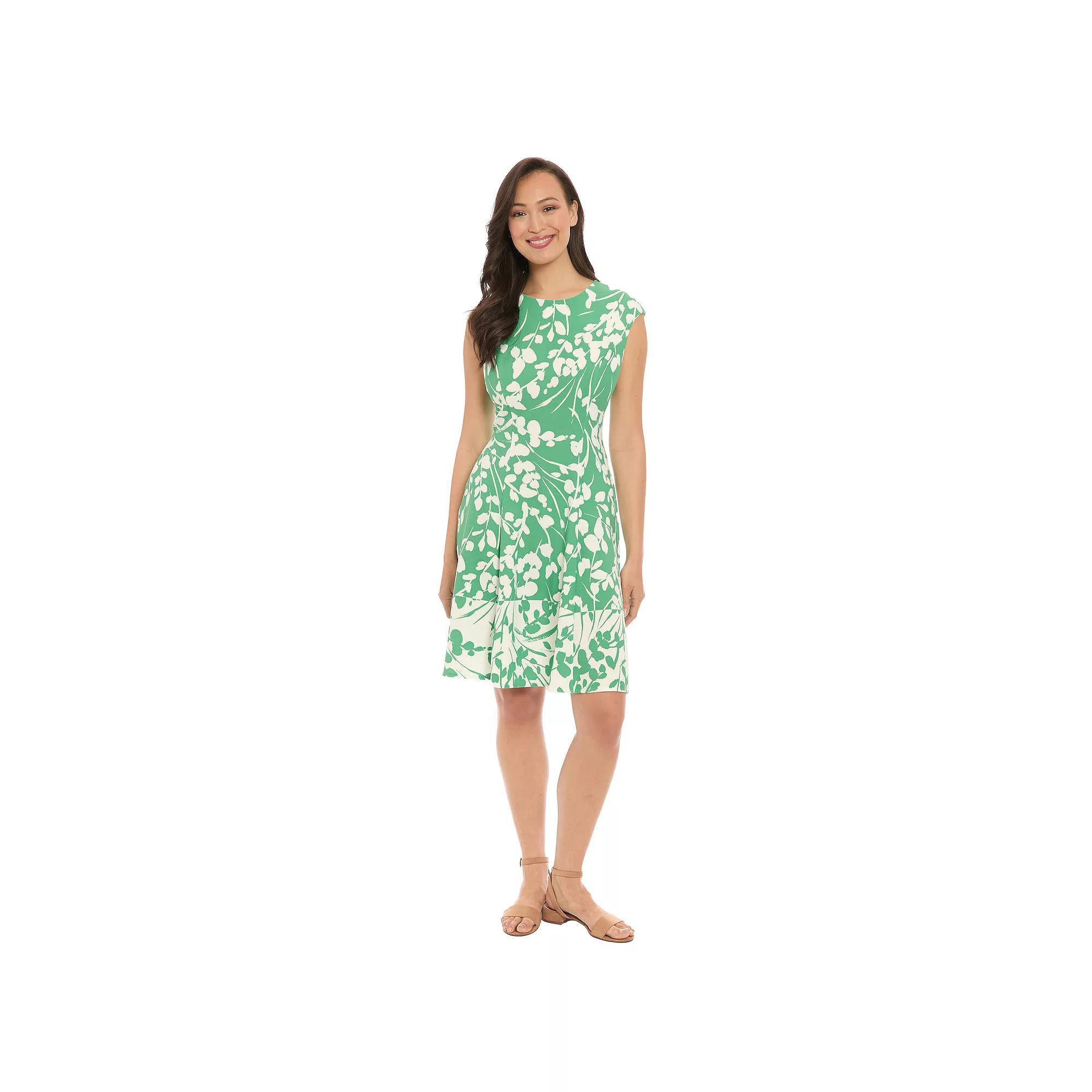 Womens London Times Cap Sleeve Fit & Flare Dress Product Image