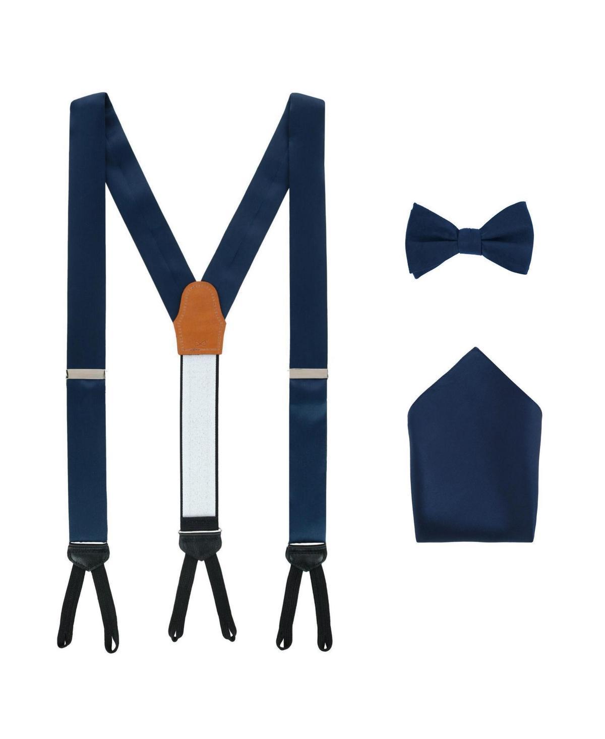 Trafalgar Mens Sutton Solid Color Silk Brace Bow Tie & Pocket Square Combo Product Image