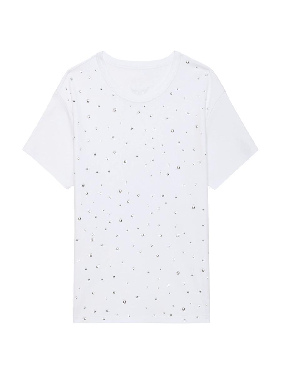 Womens Marta Studded Cotton T-Shirt Product Image