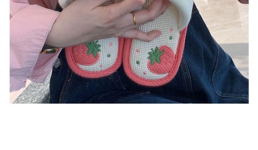 Strawberry Embroidered Slippers Product Image