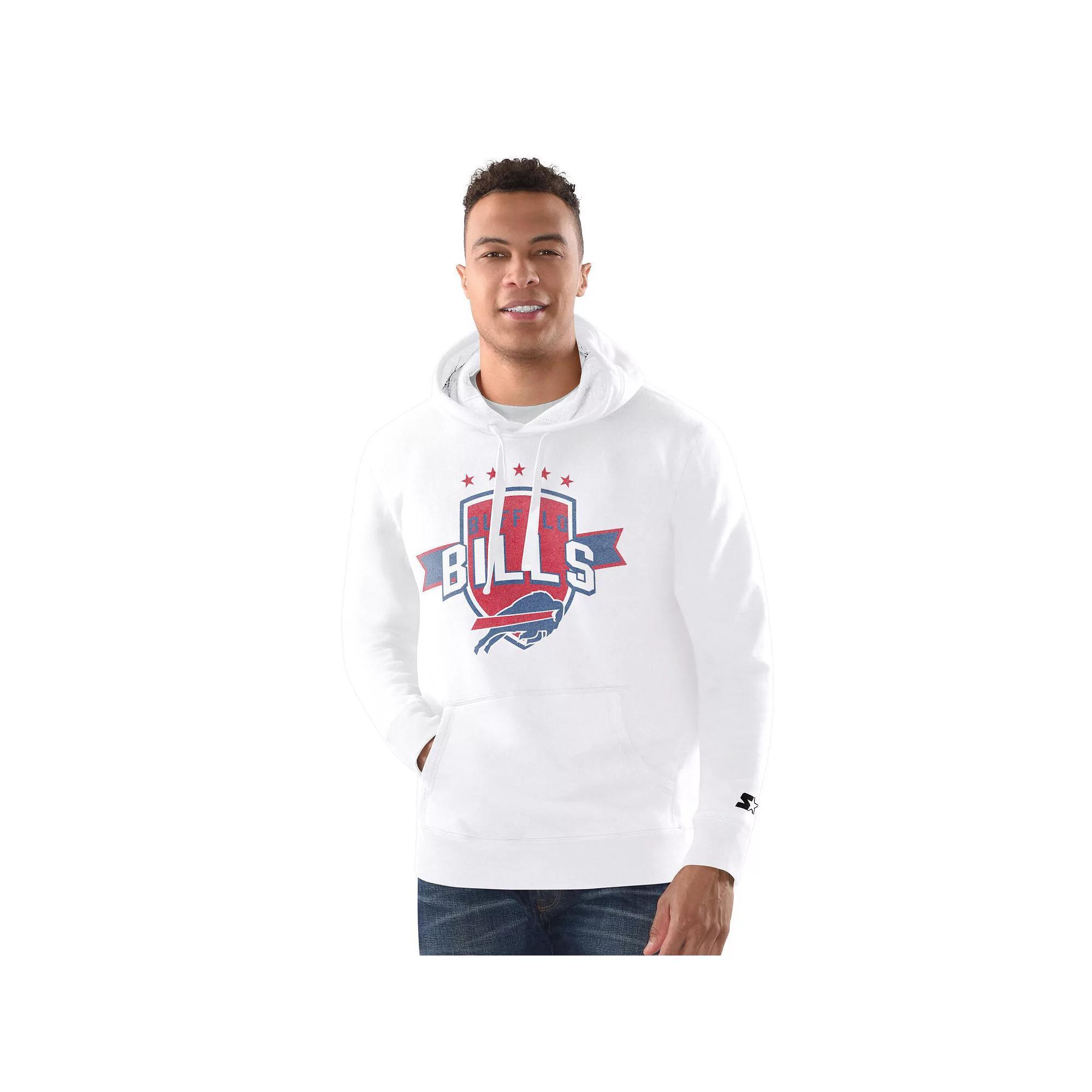 Men's Starter White Buffalo Bills Vintage Pullover Hoodie, Size: Small Product Image