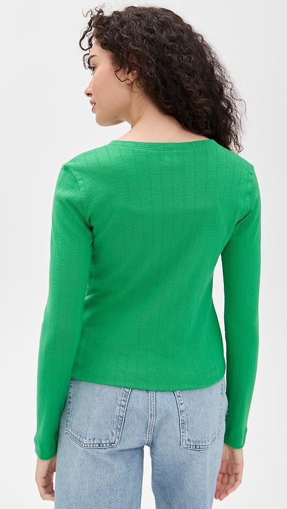 Leset Classic Pointelle Cardigan | Shopbop Product Image