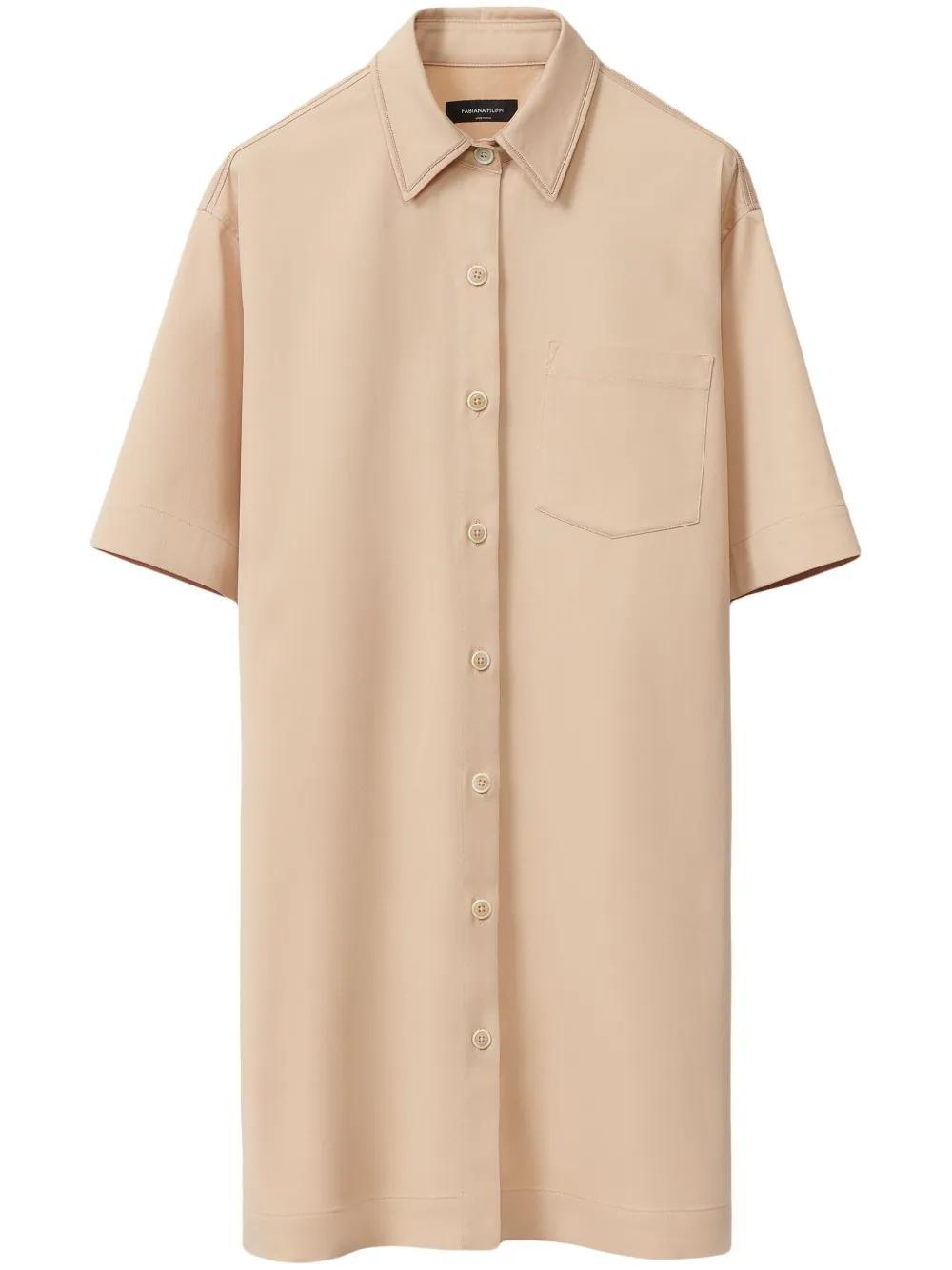 FABIANA FILIPPI Cotton Gabardine Mini Dress In Brown Product Image