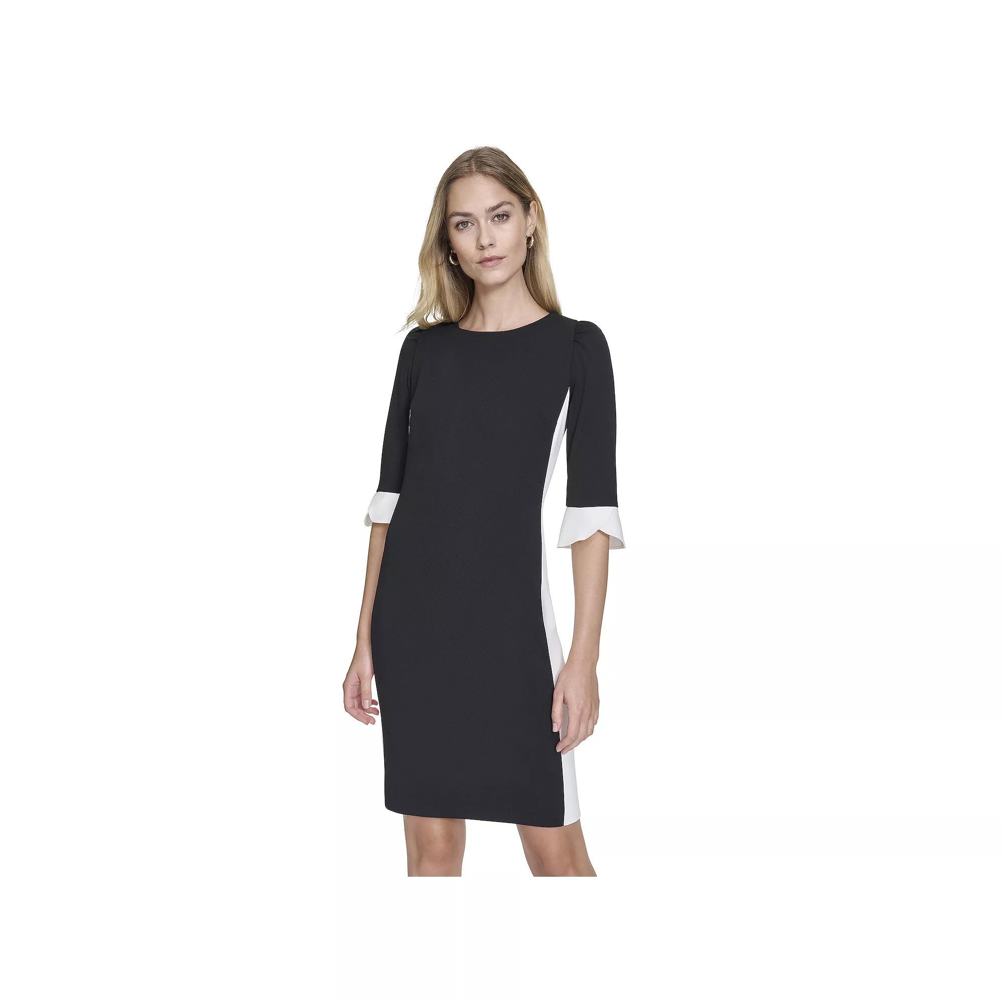 Womens Andrew Marc Quarter Sleeve Crew Neck Sheath Dress Product Image