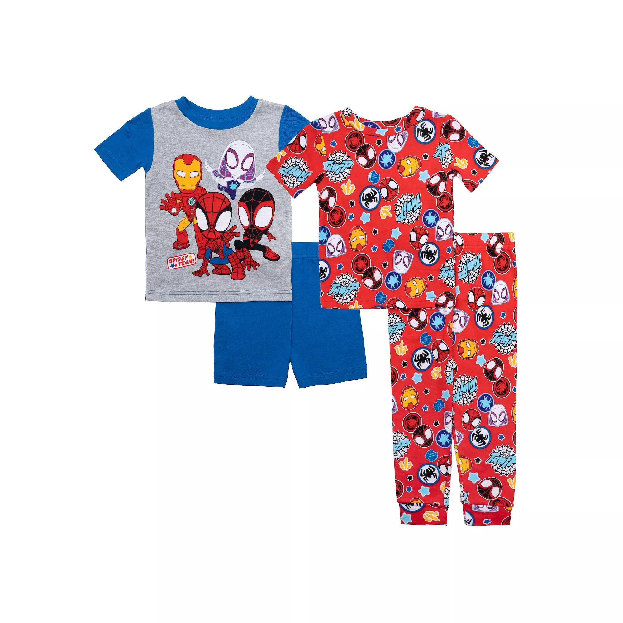 Toddler Boys Spider-Man "Spidey Team" Pajama Shirts, Pajama Pants and Pajama Shorts 4-Piece Set, Toddler Boy's, Size: 4T, Spiderman Product Image