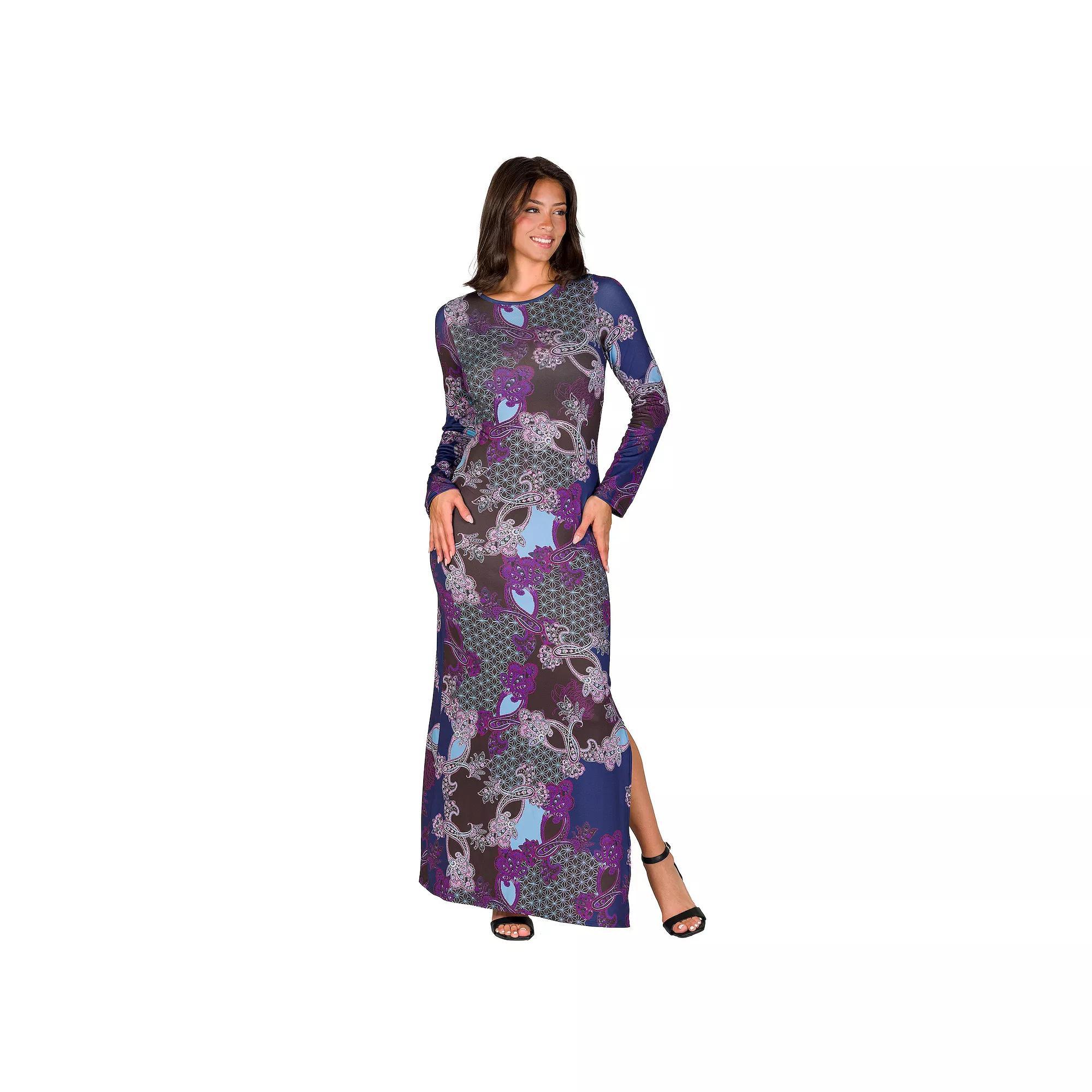Women's 24Seven Comfort Apparel Side Slit Maxi Dress, Size: Medium, Purple Team Product Image