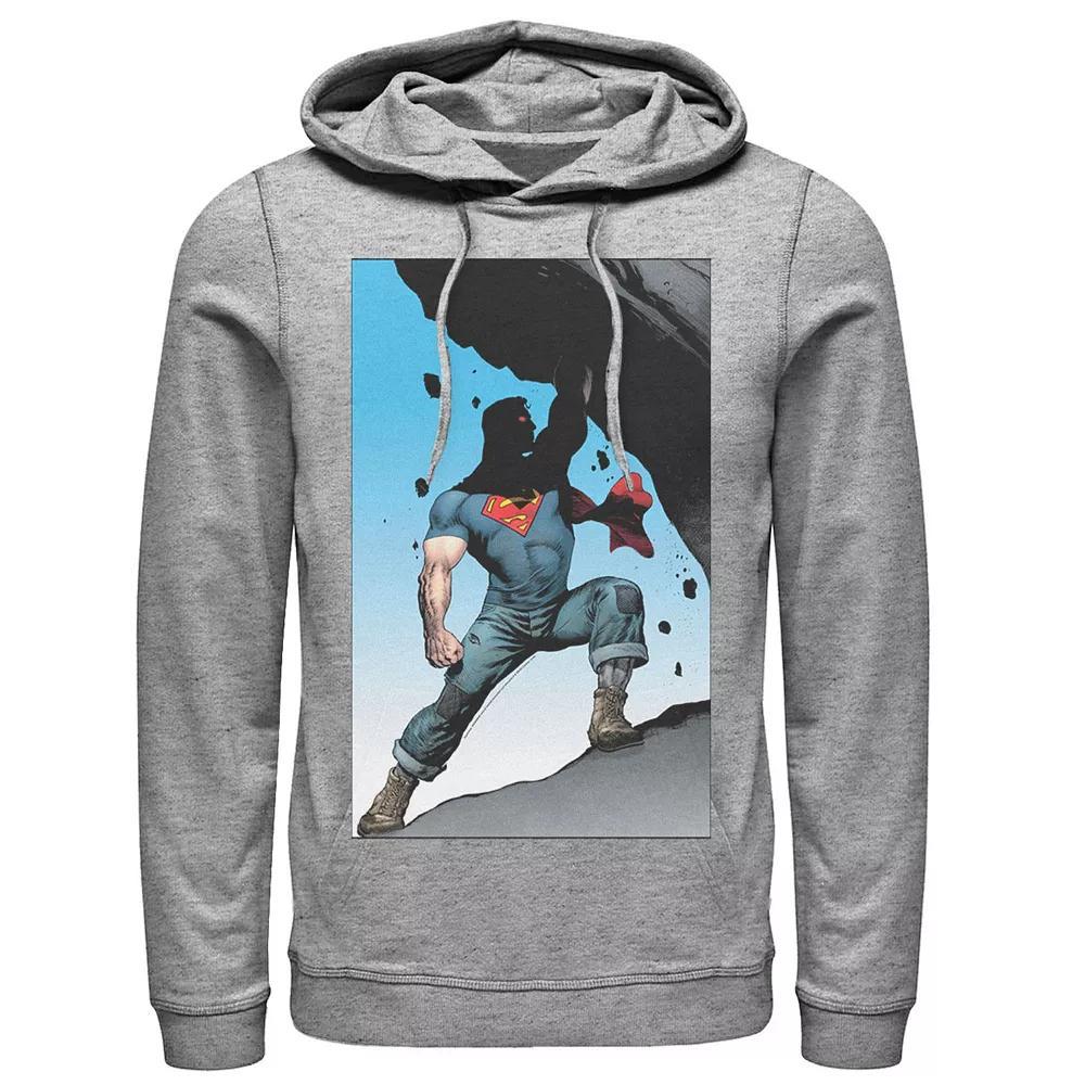 Men's DC Comics Superman Power Lift Comic Poster Hoodie, Size: XXL, Athletic Grey Product Image