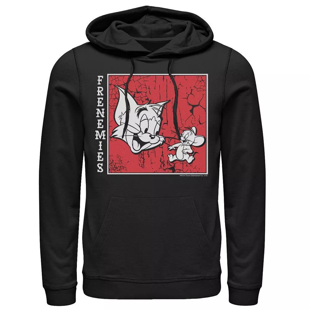 Men's Tom And Jerry Frenemies Street Style Portrait Hoodie, Size: Small, Black Product Image