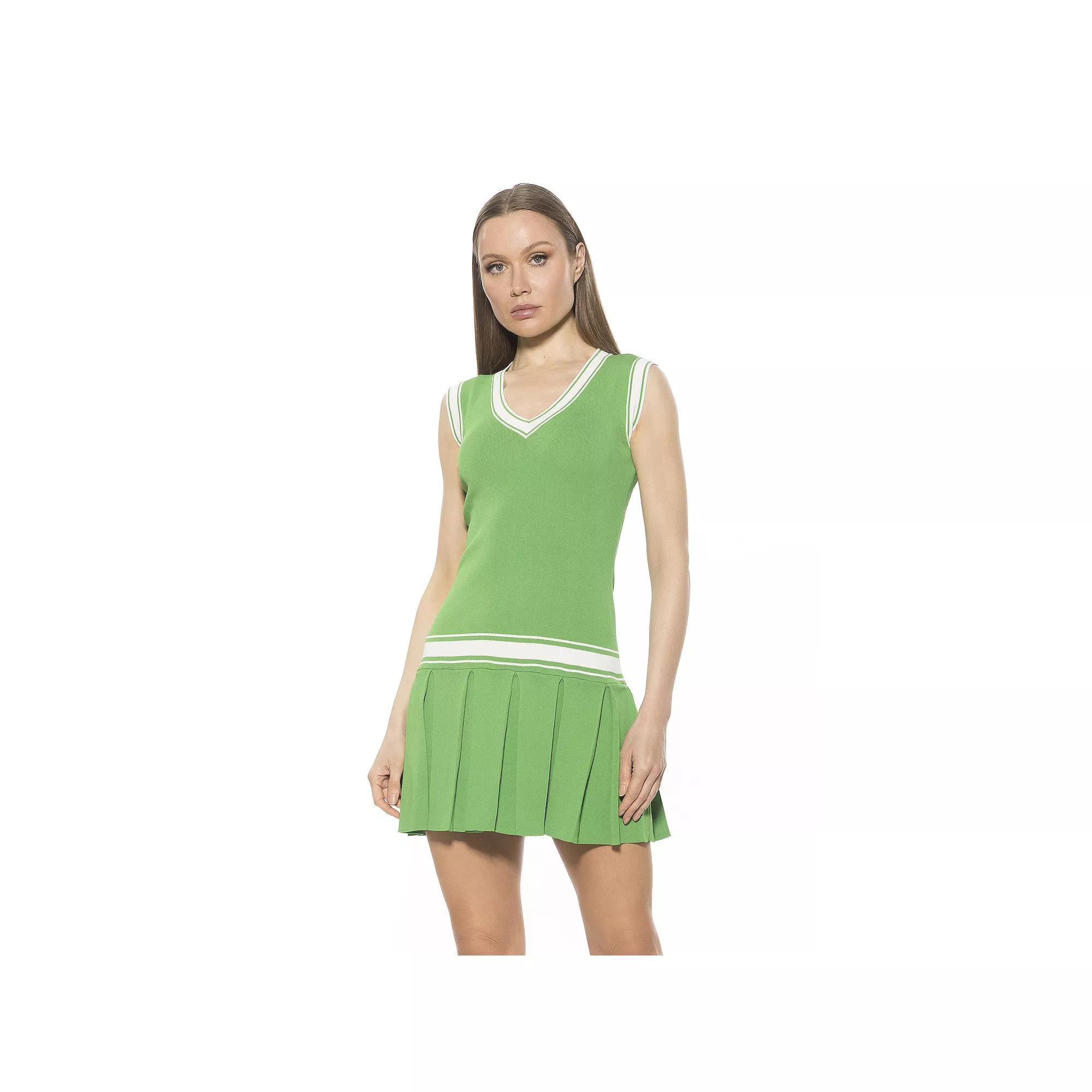 Women's ALEXIA ADMOR Venus V-Neck Dropped Waist Knit Tennis Dress, Size: XL, Ivory Product Image