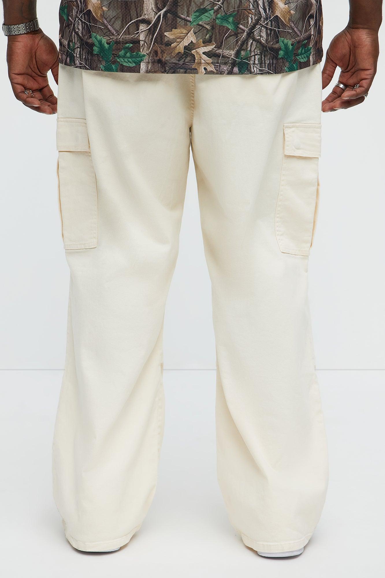 Yes Please Baggy Cargo Pants - Cream Product Image