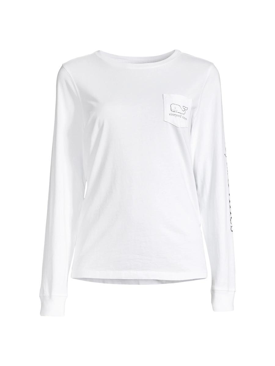 Womens Whale Print Long-Sleeve T-Shirt Product Image