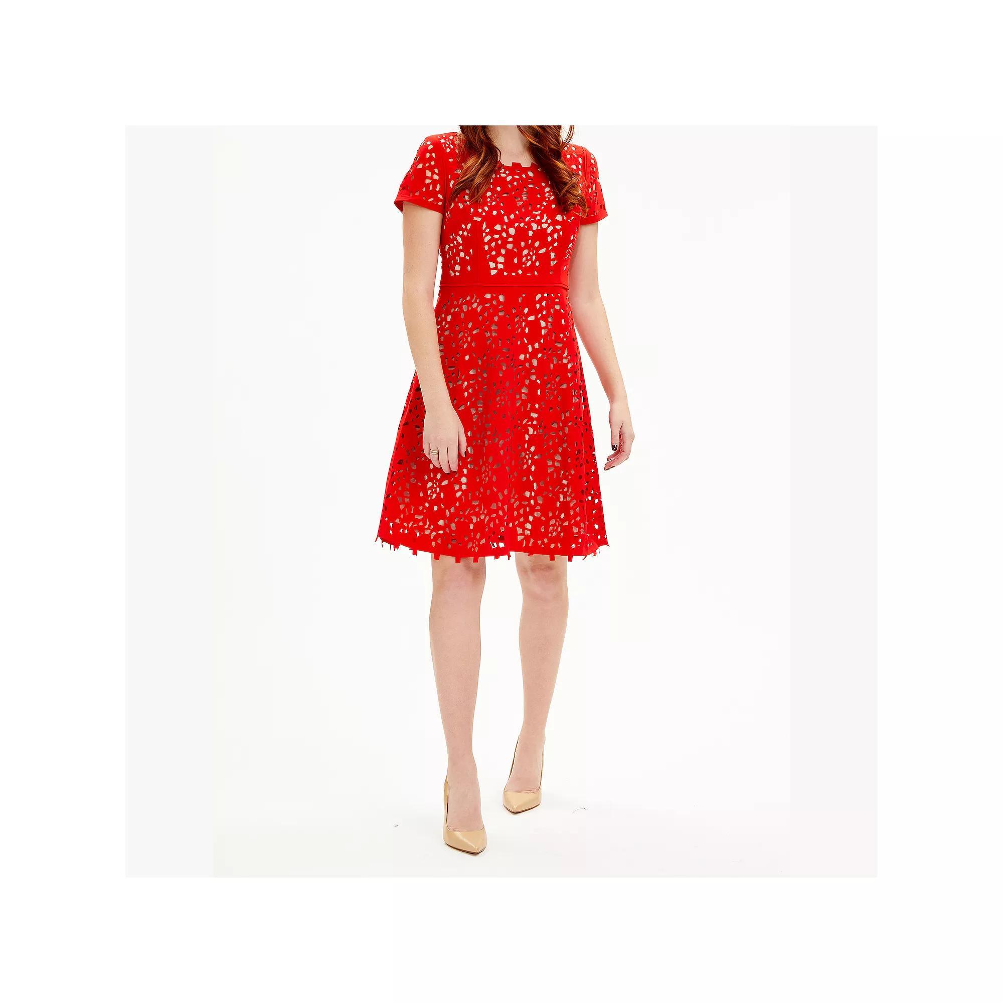 Women's Focus By Shani Cutout Fit & Flare Dress, Size: 2, Navy Beige Product Image
