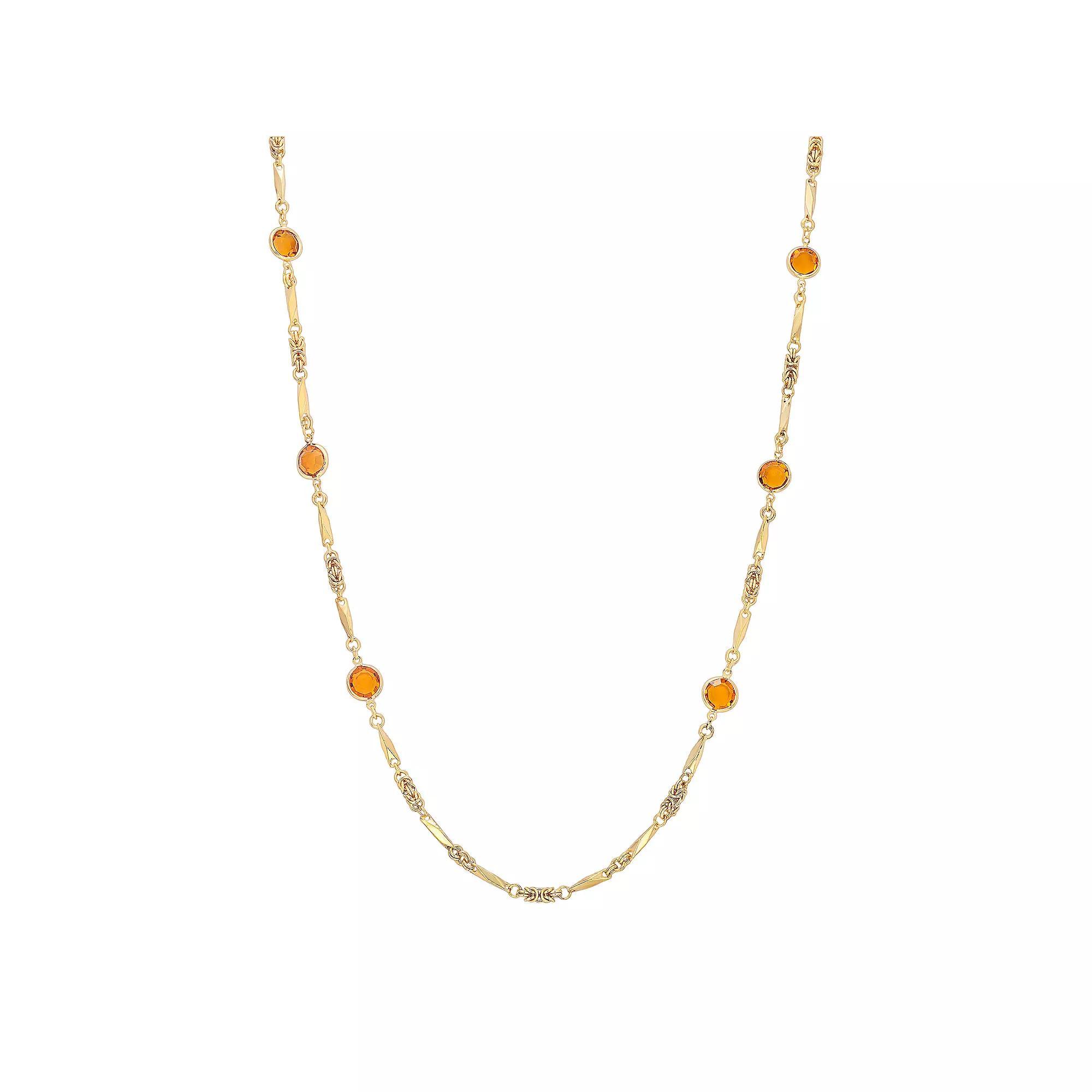 1928 Gold-tone Channel Necklace, Womens, Yellow Product Image