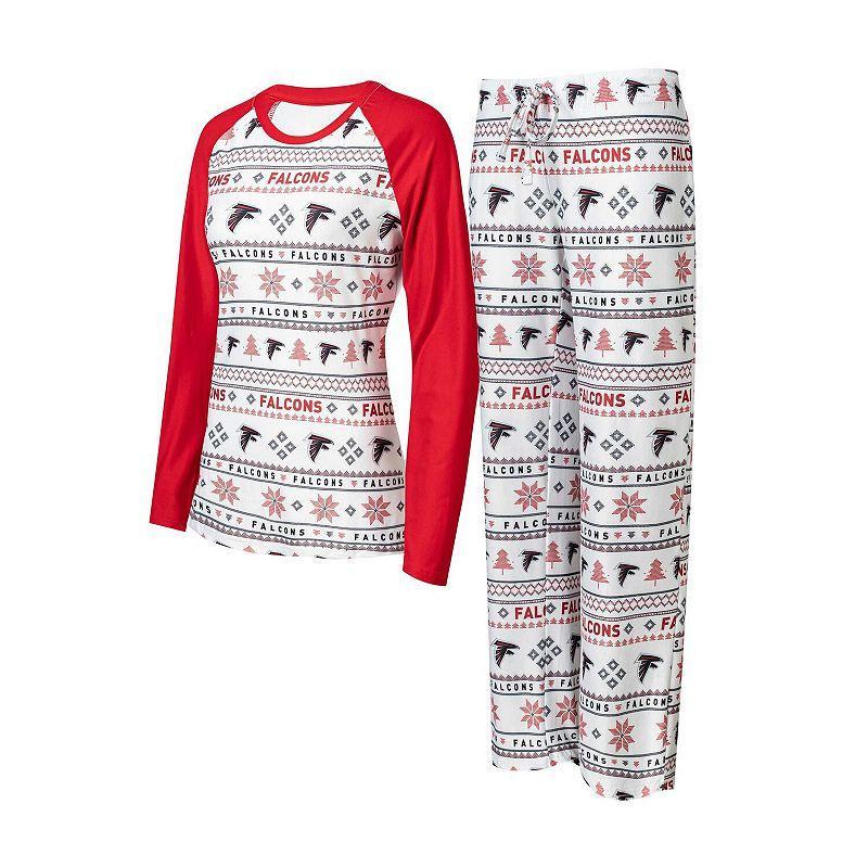 Womens Concepts Sport White/Red Atlanta Falcons TinselRaglan Long Sleeve T-Shirt & Pants Sleep Set Product Image