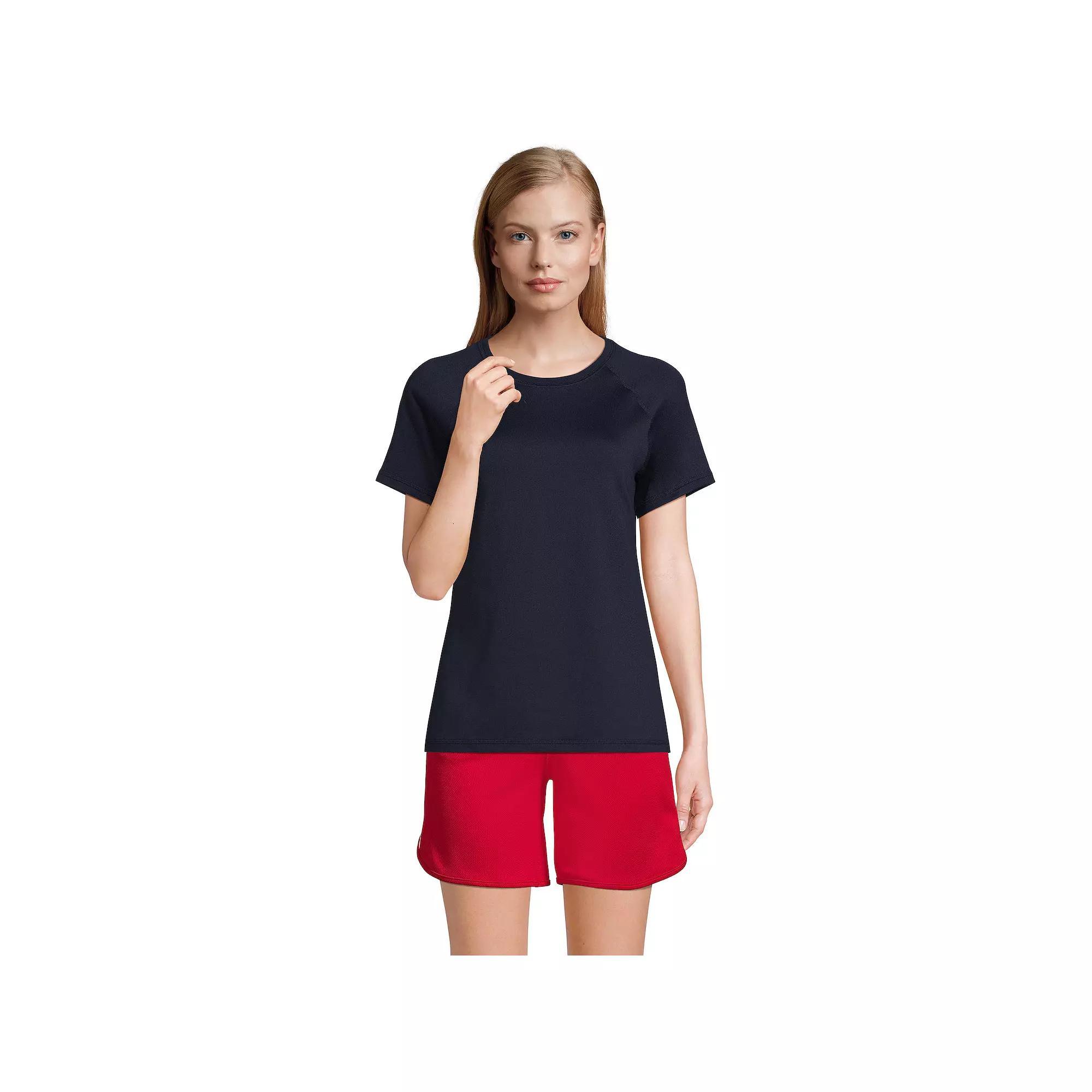 Women's Lands' End School Uniform Short Sleeve Active Tee, Size: Medium, Classic Blue Product Image