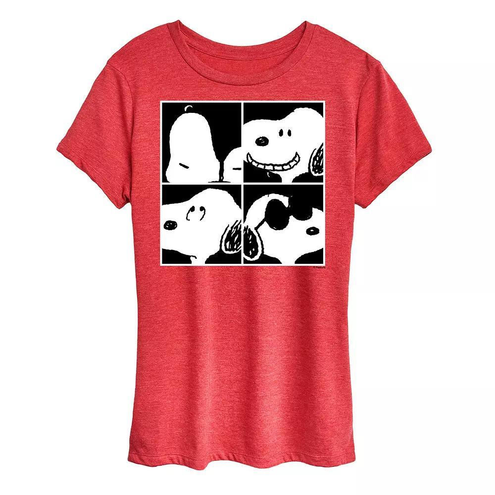 Womens Peanuts Snoopy Square Graphic Tee, Girls Grey Royal Blue Product Image