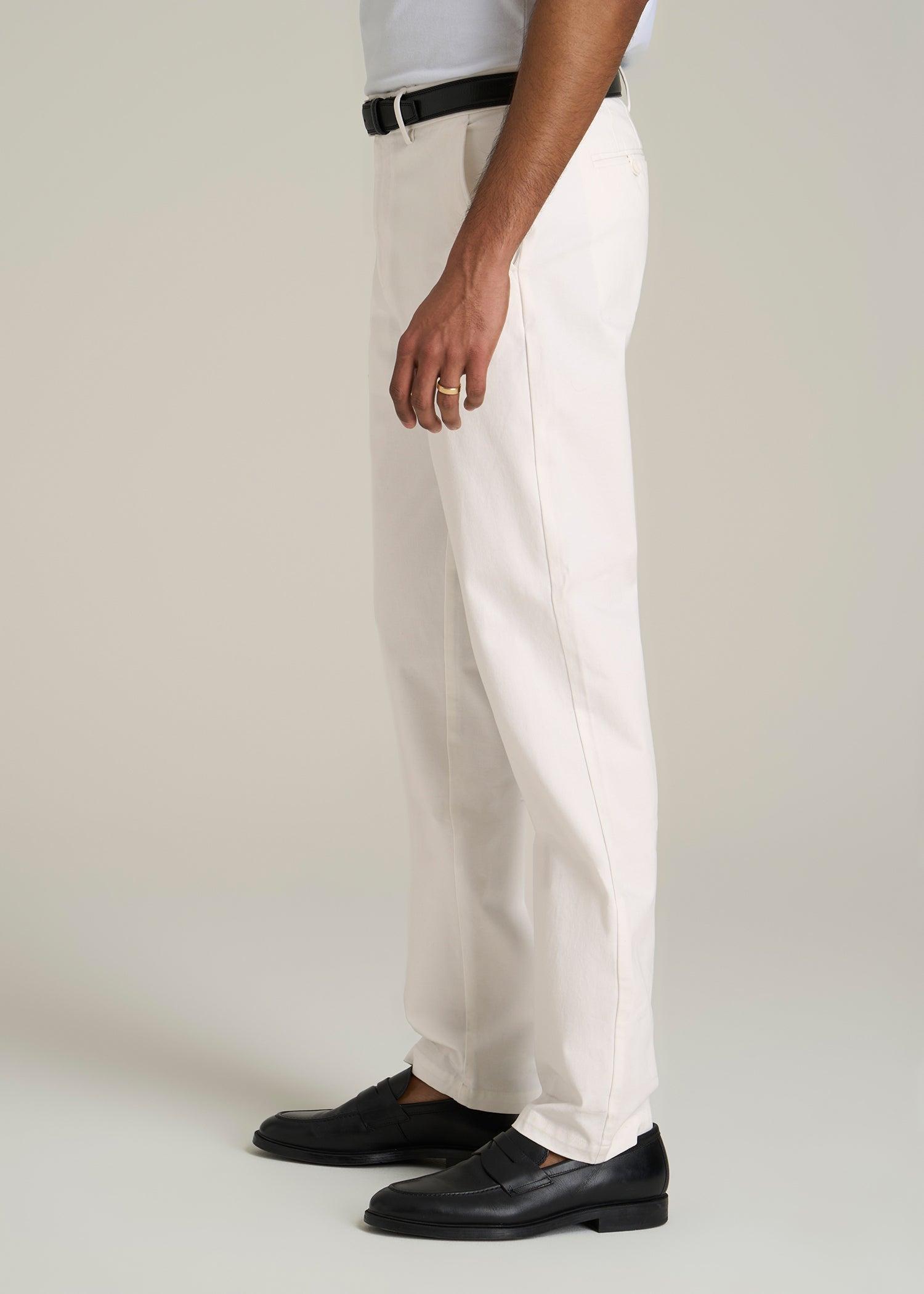 4 Way Stretch Commuter TAPERED Chino Pants for Tall Men in White Alyssum Product Image