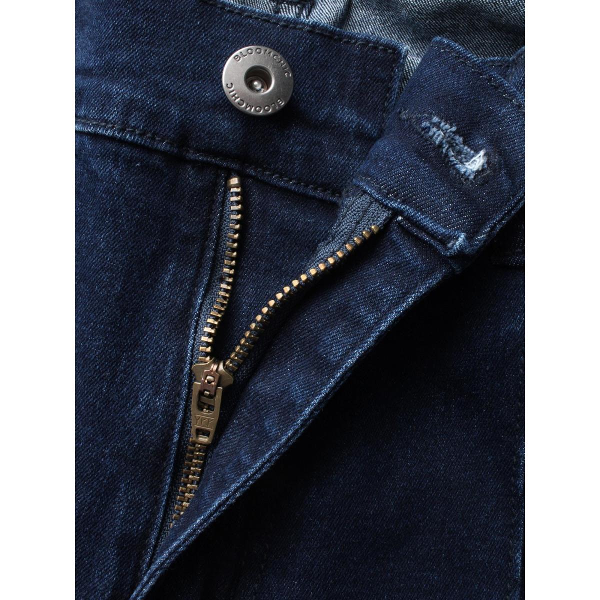 Plus Size Dark Wash Seam Detail Wide Leg Jeans Women Denimindigo Casual Medium stretch Slanted pocket Jeans BloomChic 26/4X Product Image