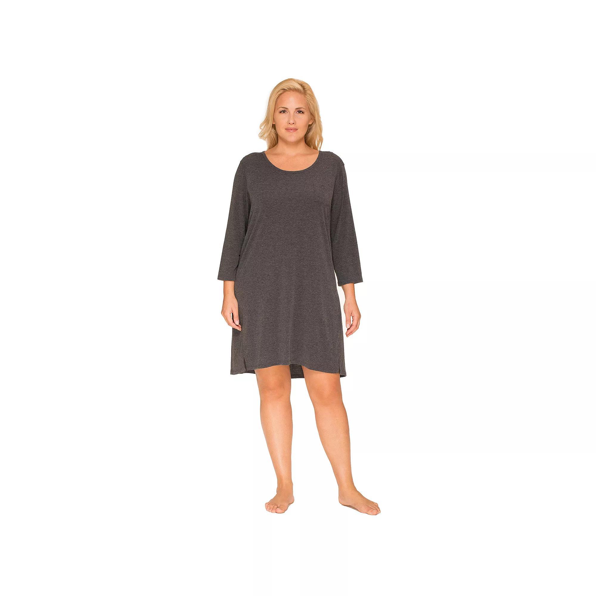 Plus Size Cuddl Duds® Essentials 3/4 Sleeve Sleepshirt, Women's, Size: 2XL, Grey Heather Product Image