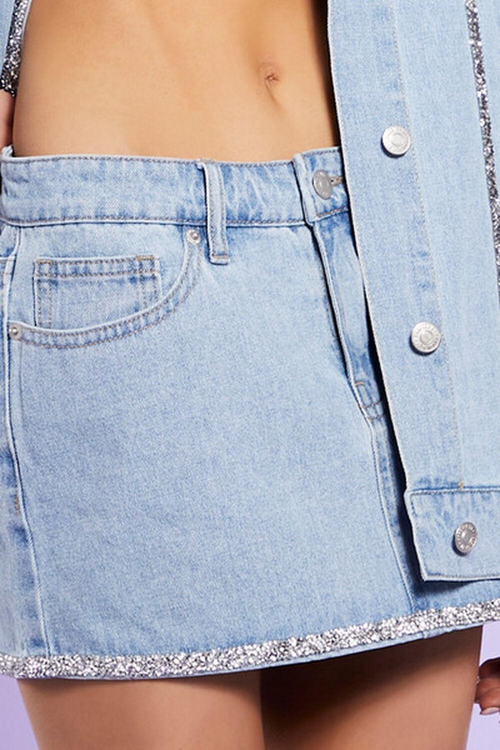 Glitter-Trim Denim Mini Skirt | Forever 21 Product Image