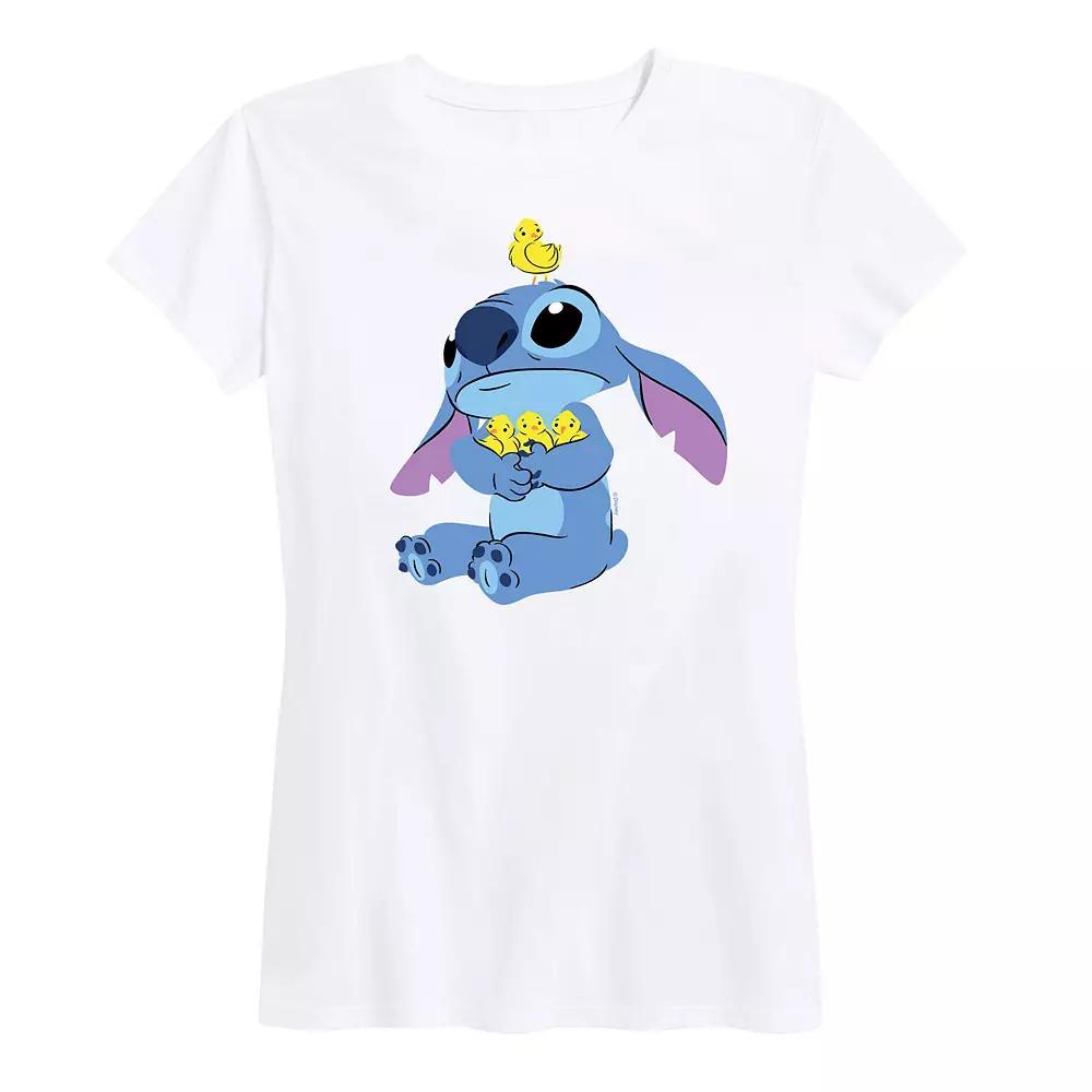 Disneys Lilo & Stitch Womens Chicks Graphic Tee Grey Gray Product Image