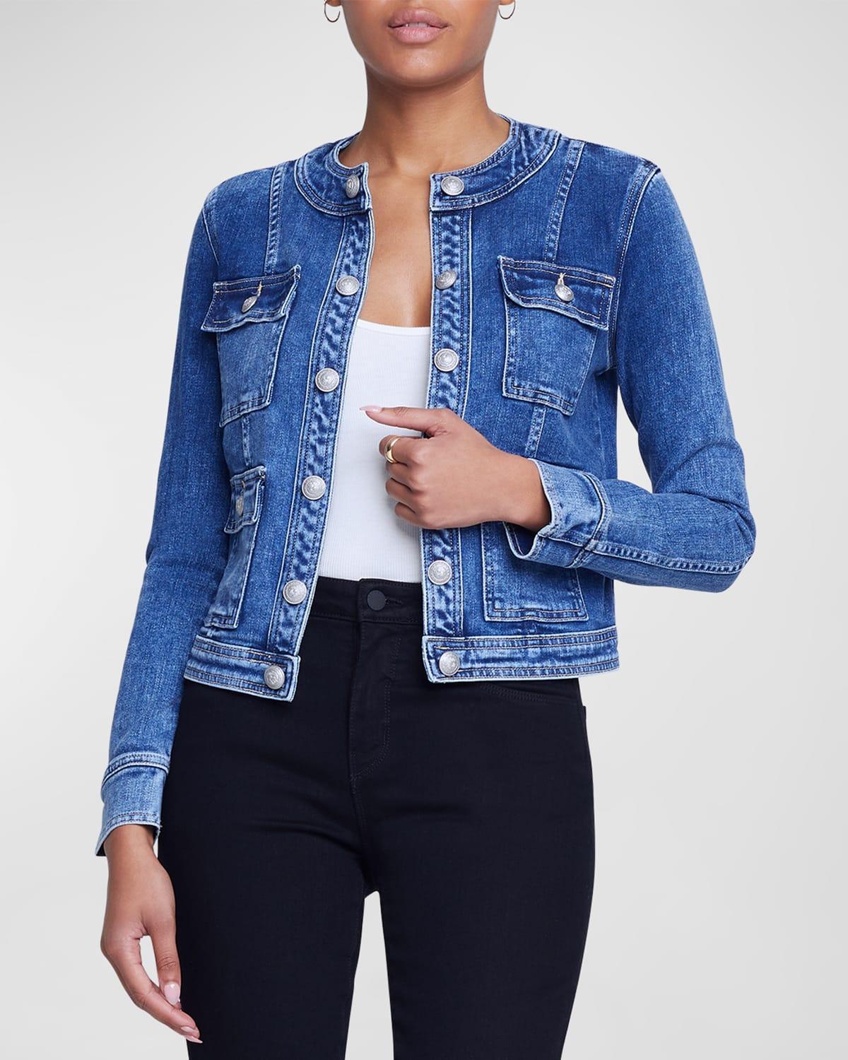 LAgence Yari Collarless Denim Jacket Product Image