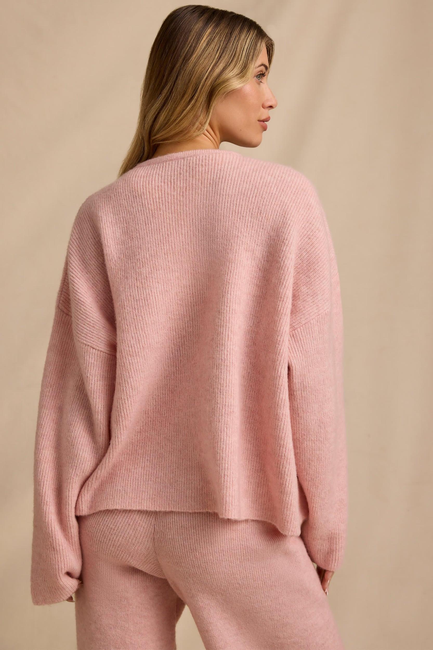 Oversized Zip-Up Cardigan in Blush Pink Product Image