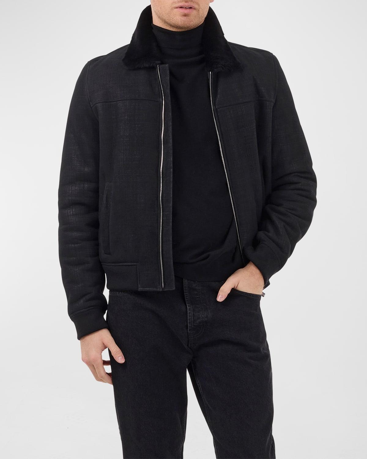 Mens Merino Shearling Lamb Bomber Jacket Product Image