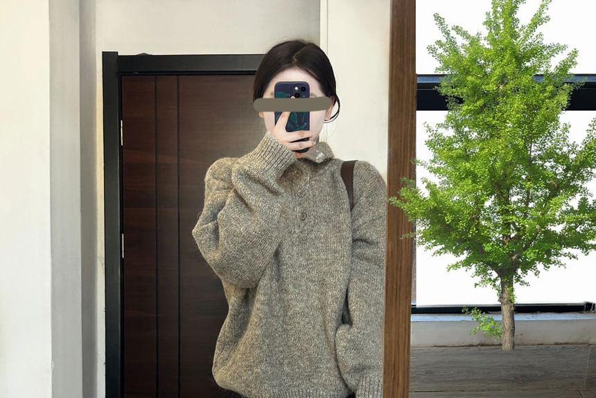 Collared Plain Sweater Product Image