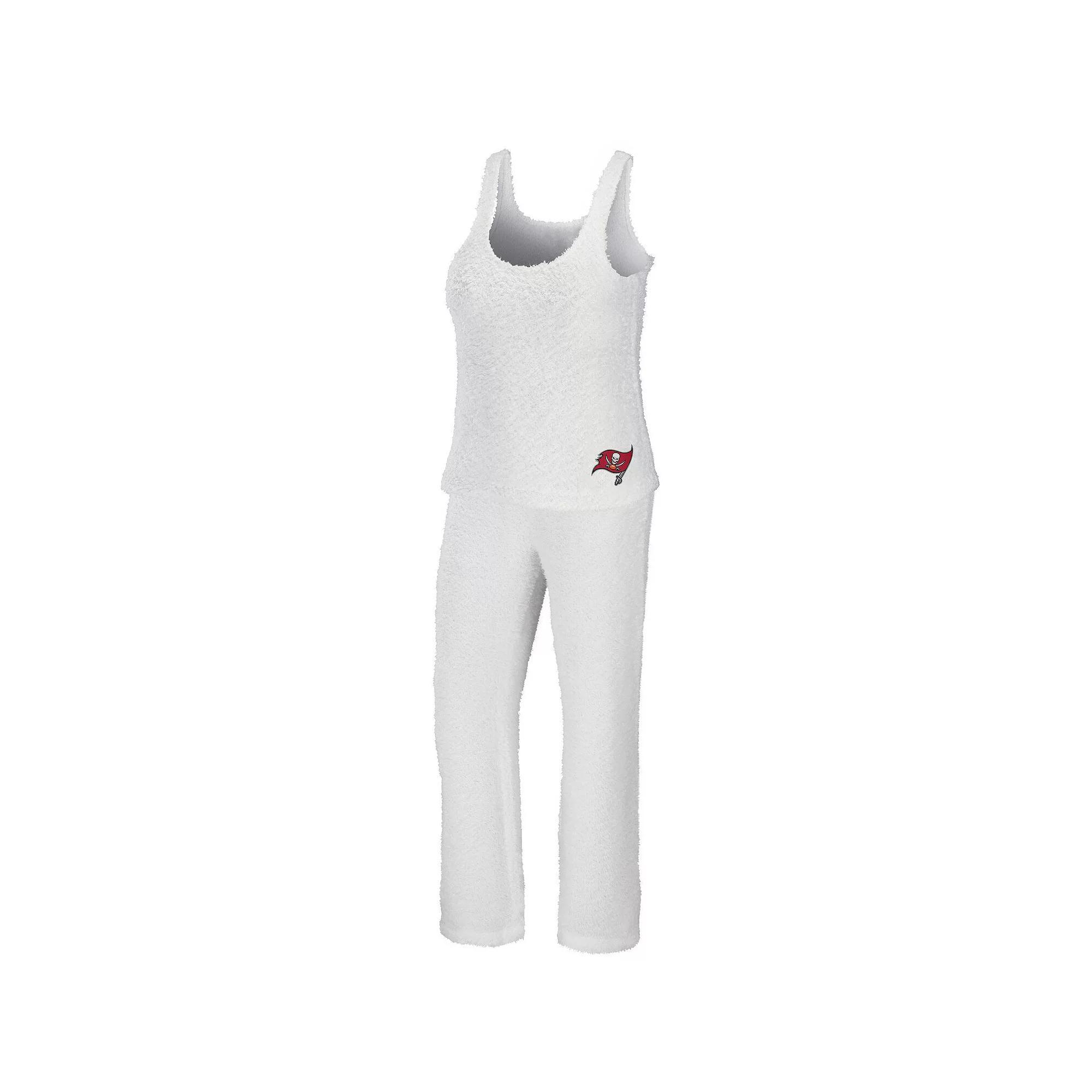 Women's WEAR by Erin Andrews Cream Los Angeles Chargers Cozy Scoop Neck Tank Top & Pants Sleep Set, Size: XL, Beige Product Image