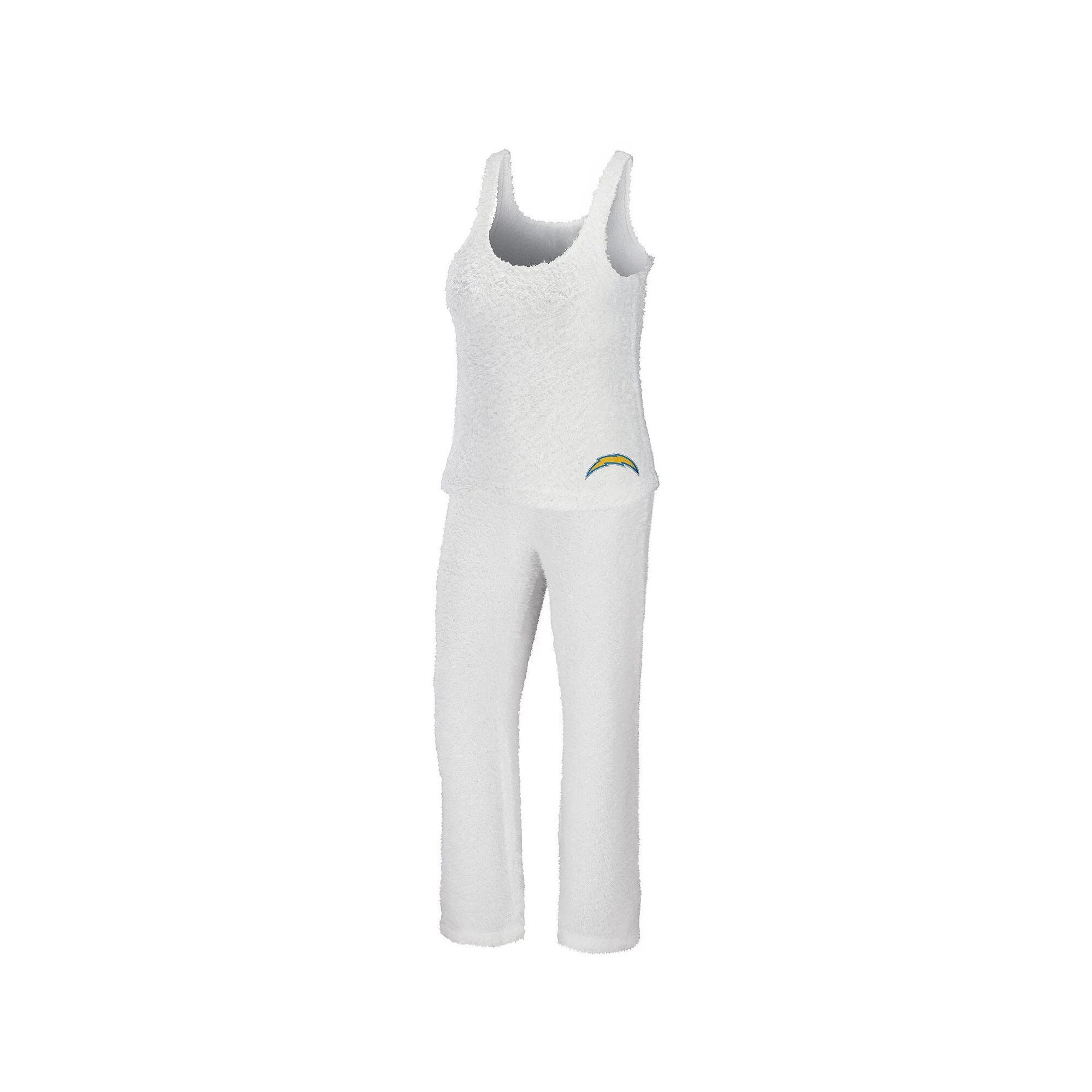 Women's WEAR by Erin Andrews Cream Los Angeles Chargers Cozy Scoop Neck Tank Top & Pants Sleep Set, Size: XL, Beige Product Image