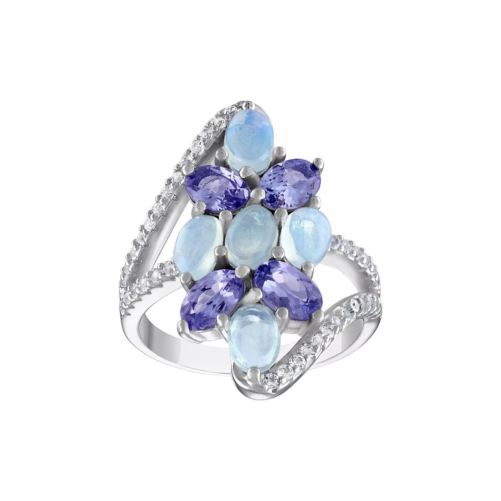 Designs by Gioelli Sterling Silver White Opal & Tanzanite Ring, Women's, Size: 6 Product Image