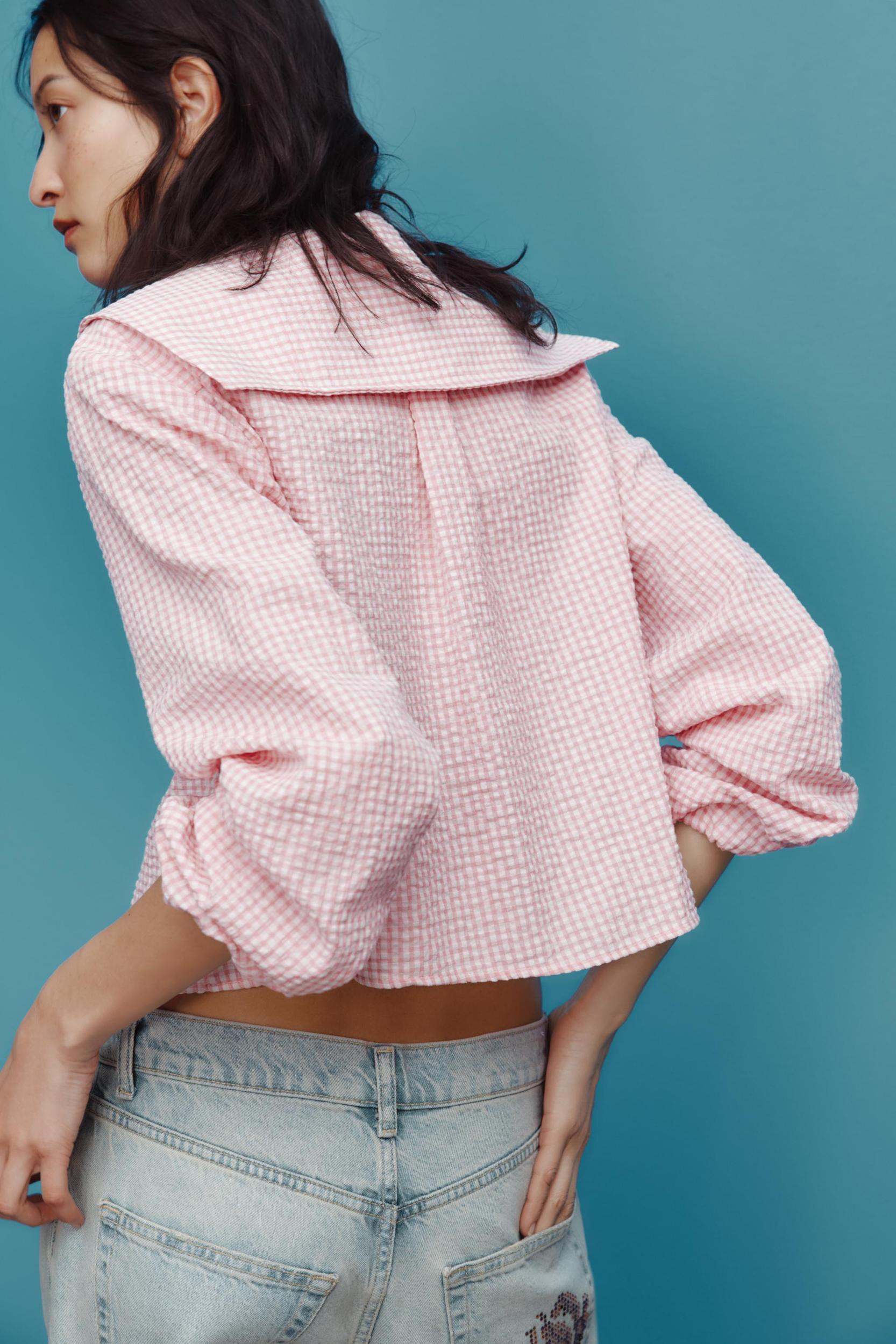 BIB COLLAR GINGHAM SHIRT Product Image