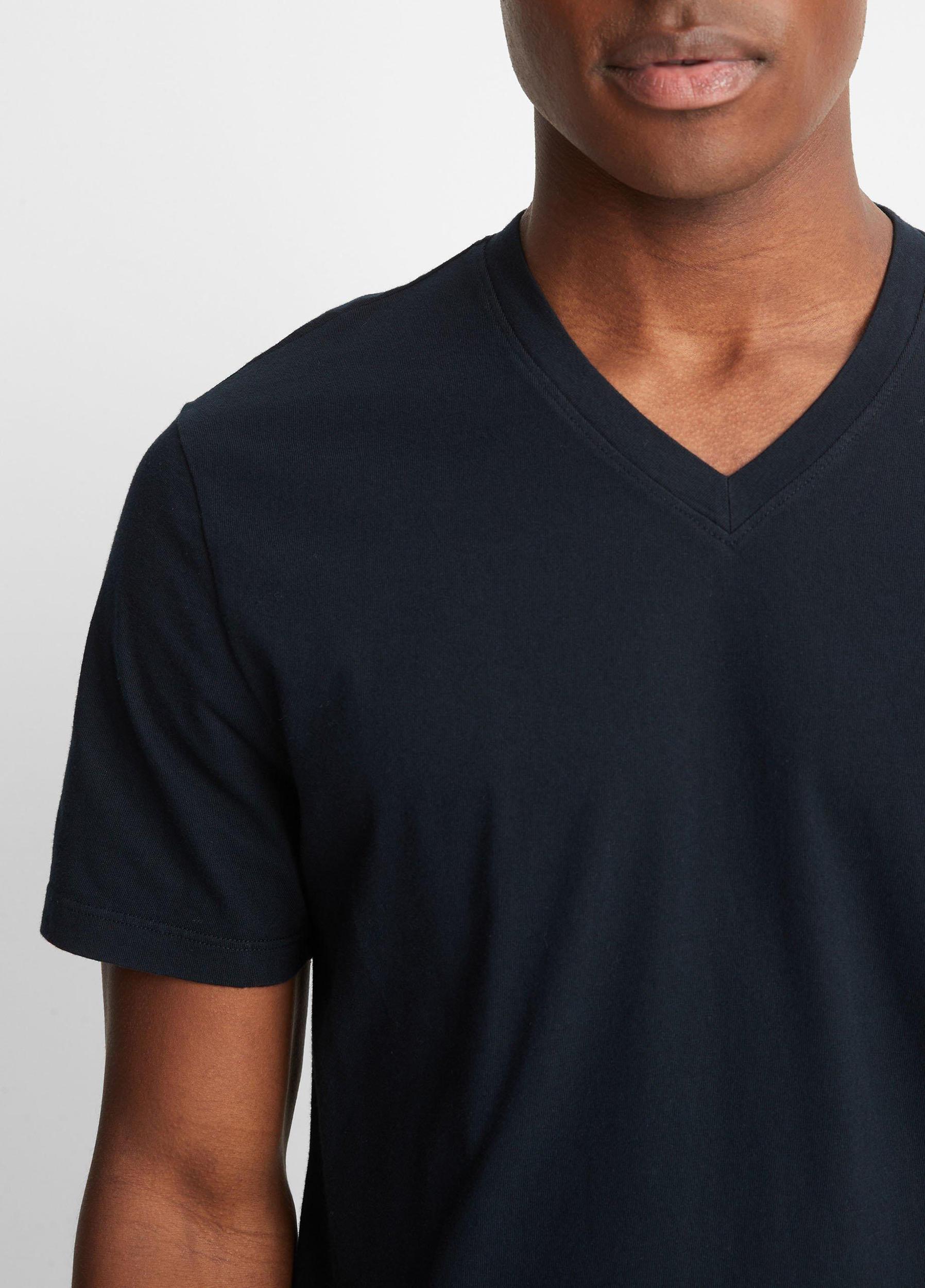 Mens Garment Dye Short Sleeve V-Neck T-Shirt, True Black, Size L Vince Product Image