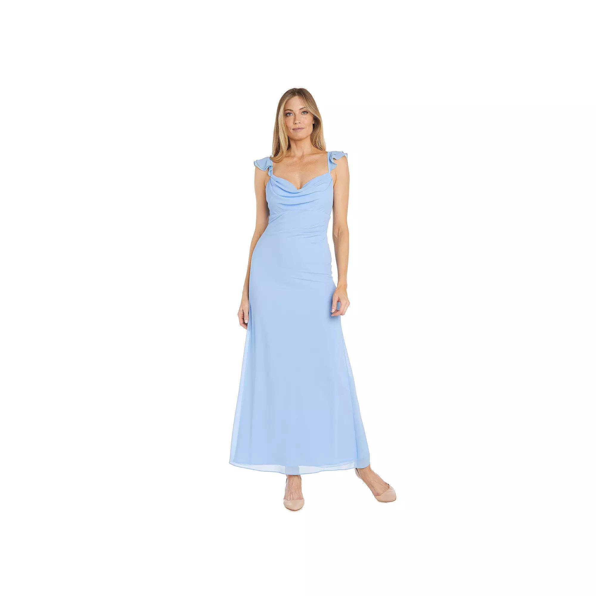 Women's R&M Richards Chiffon Layered Ruffle Sleeve Sweetheart Maxi Dress, Size: 14, Purple Product Image