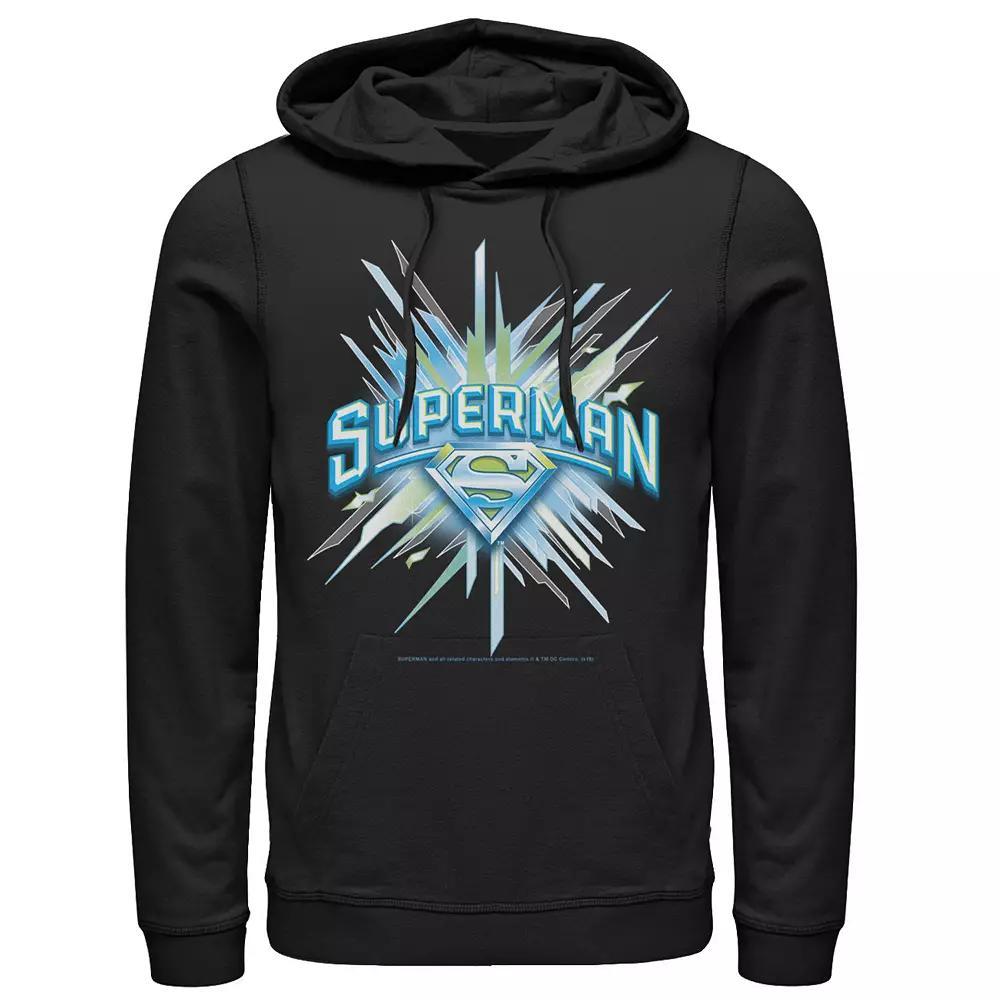 Men's DC Comics Superman Crystal Chest Text Logo Hoodie, Size: Medium, Black Product Image