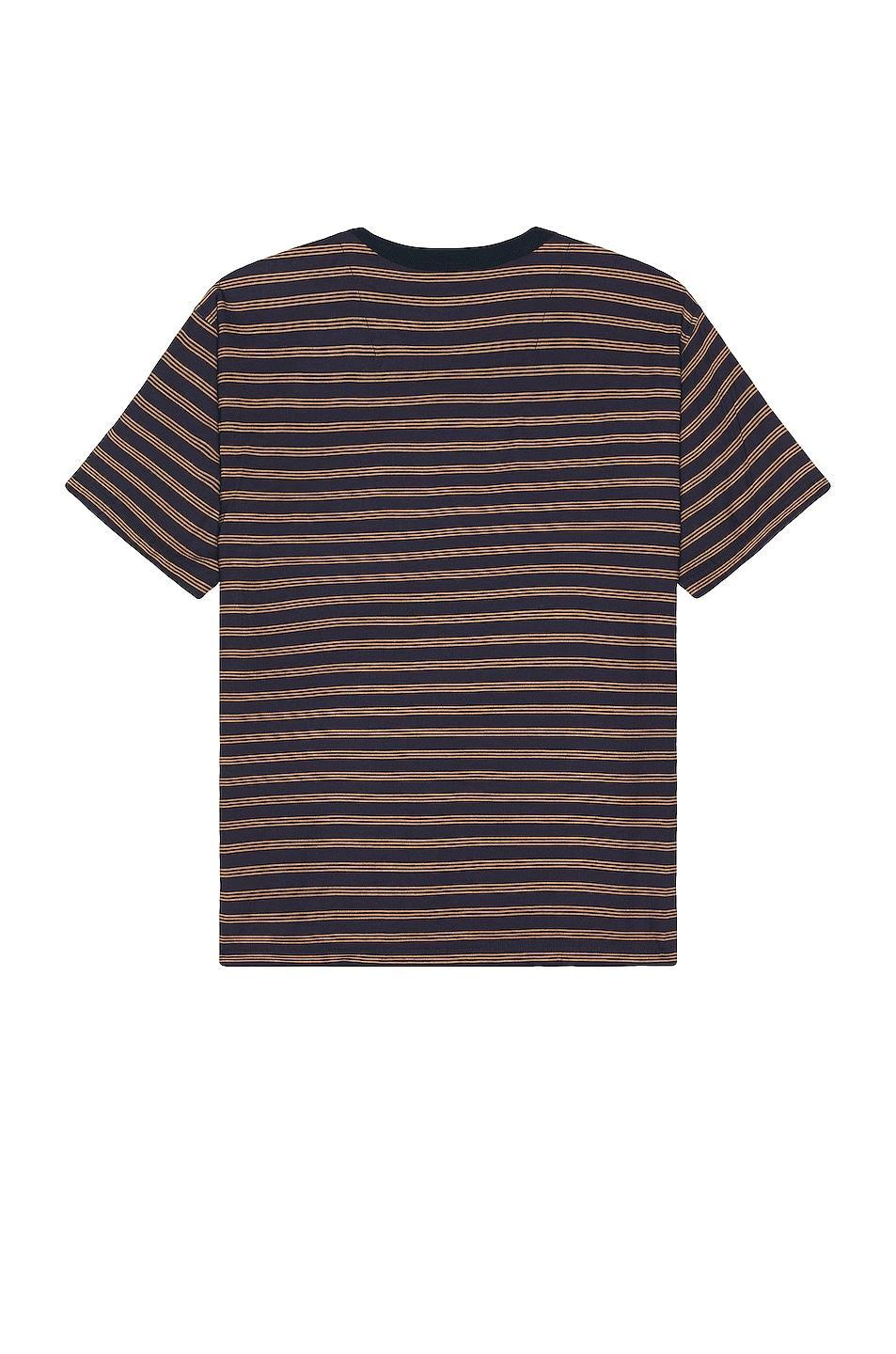 TS(S) Combination Horizontal Stripe Viscose*polyester Cloth Pocket T-shirt in Black Product Image