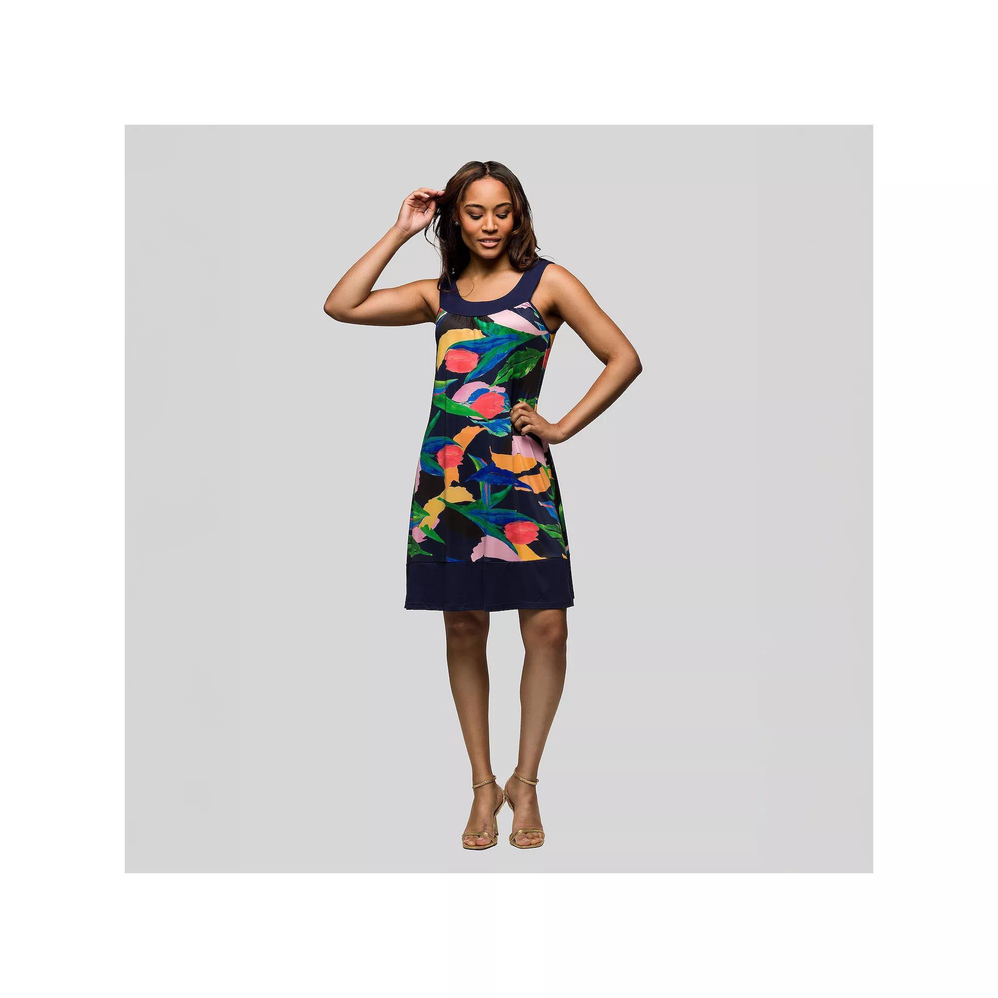 Women's 24Seven Comfort Apparel Scoop Neck Sleeveless Knee Length Dress, Size: Large, Blue Team Product Image