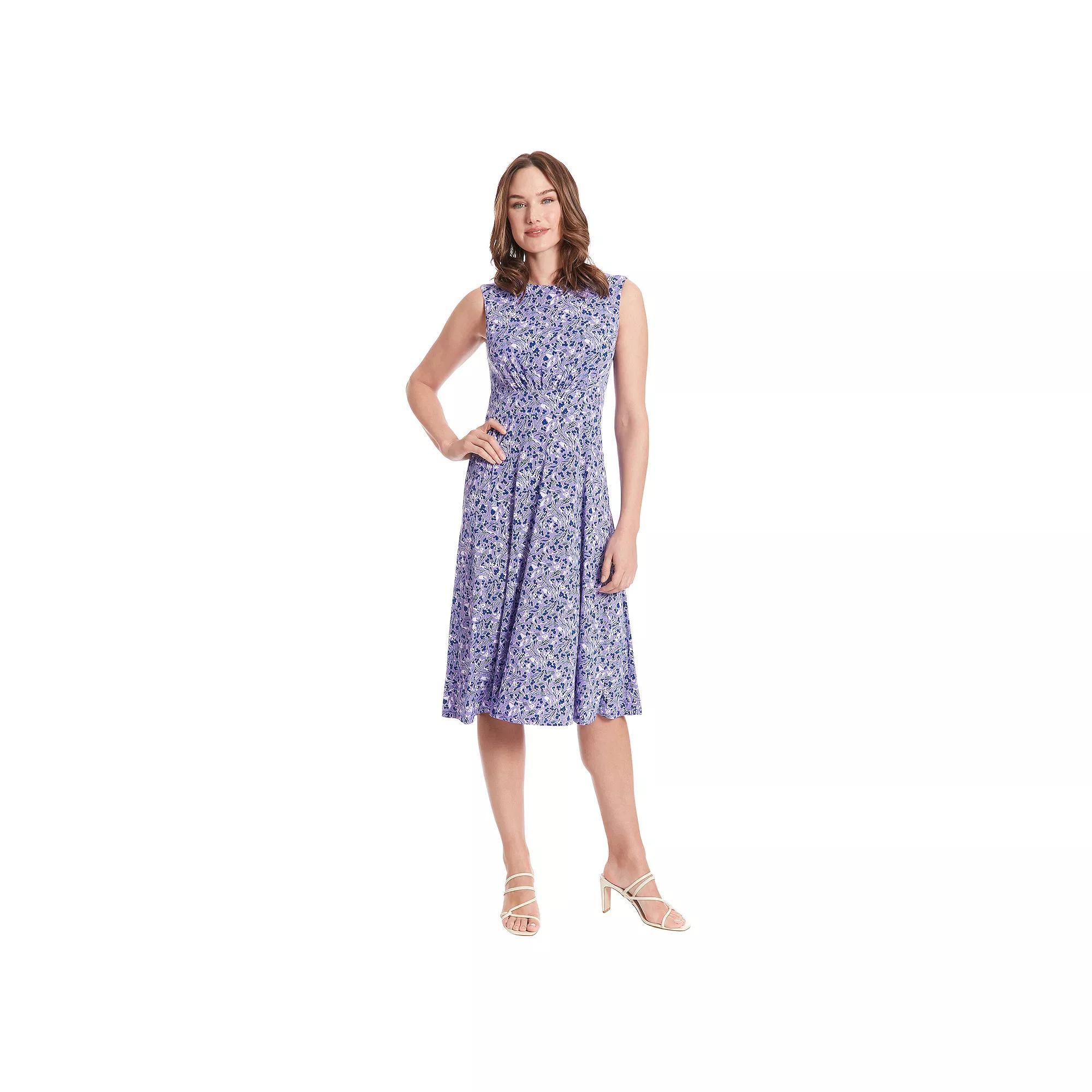 Women's London Times Inset Waist Print Midi Dress, Size: 10, Pink White Product Image