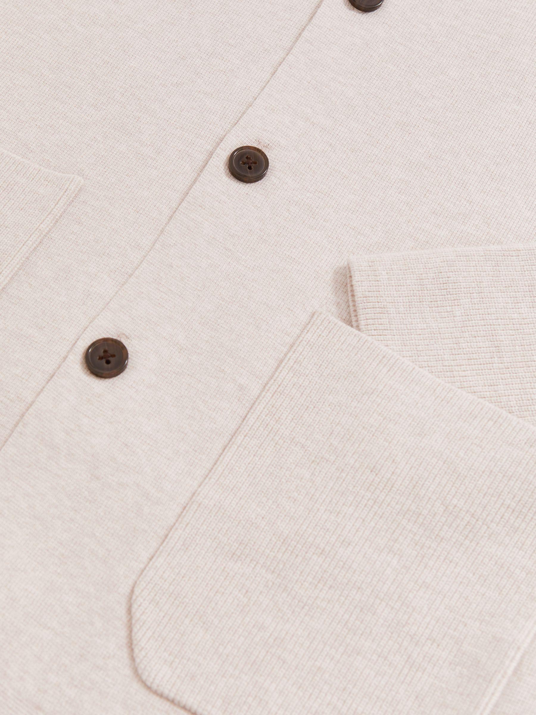 Button-Through Ribbed-Sleeve Shirt in Oatmeal Brown Product Image