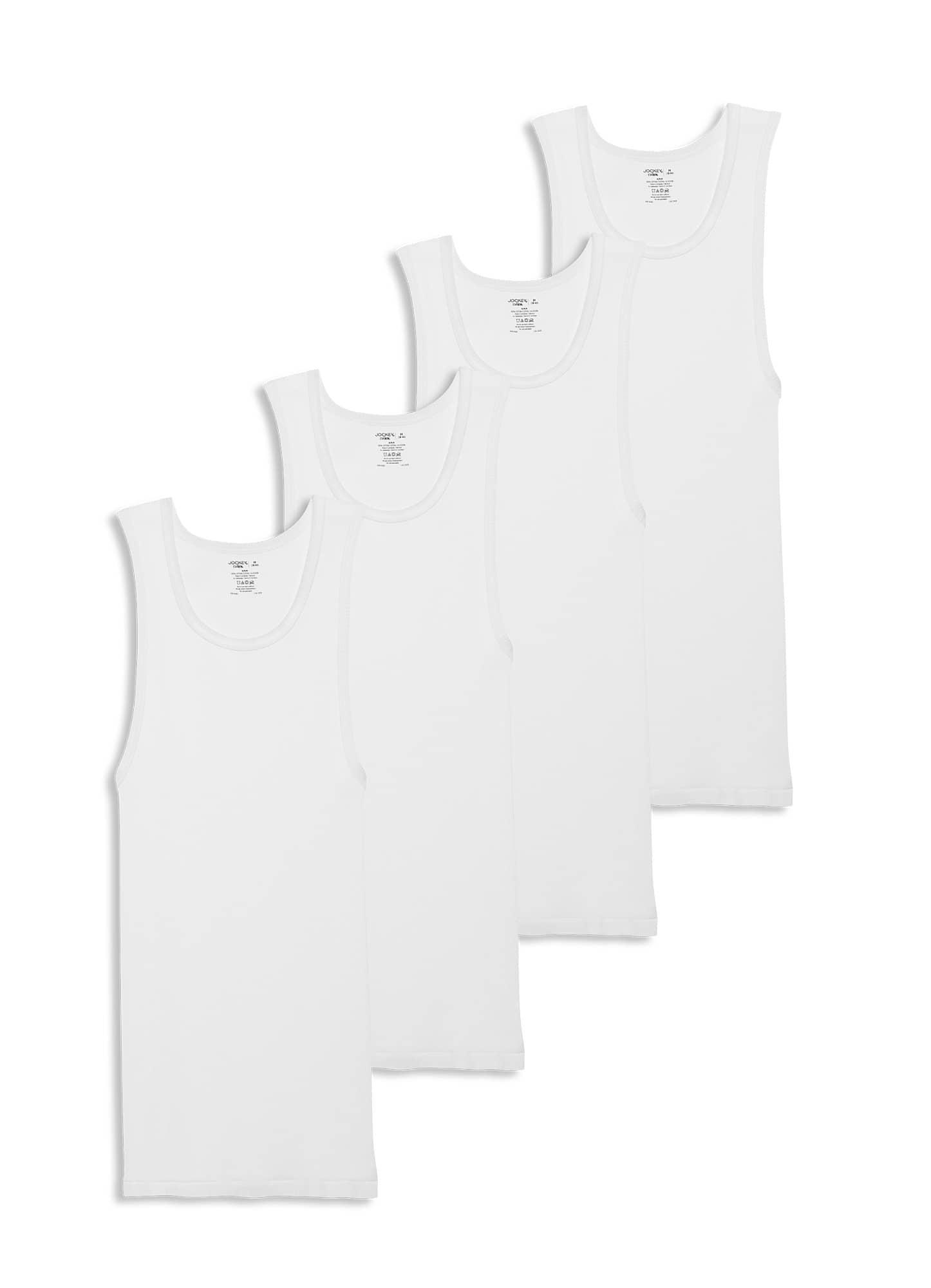 Men's Jockey® 4-Pack Fitted Tank Top A-Shirts, Size: Medium, White Gray Black Product Image
