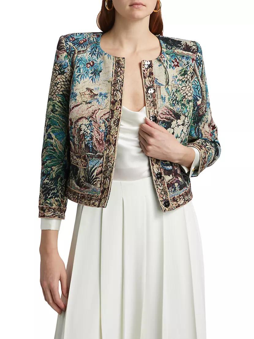 Lian Cotton-Blend Collarless Jacket Product Image