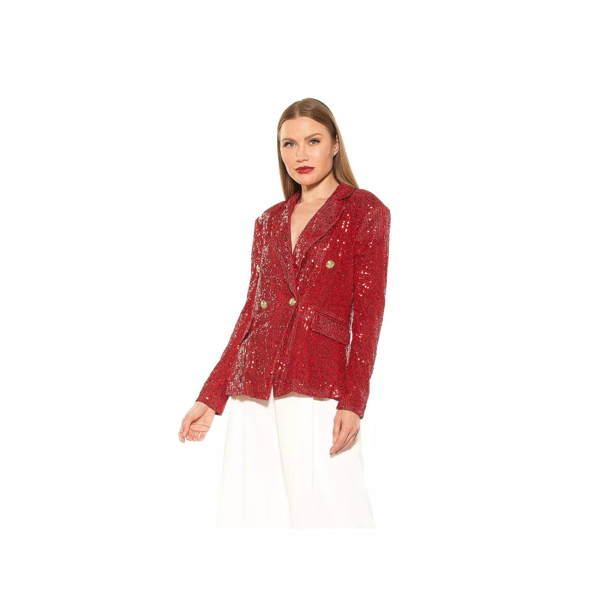 Women's ALEXIA ADMOR Abbi Longline Double Breasted Jacket, Size: 8, Red Product Image