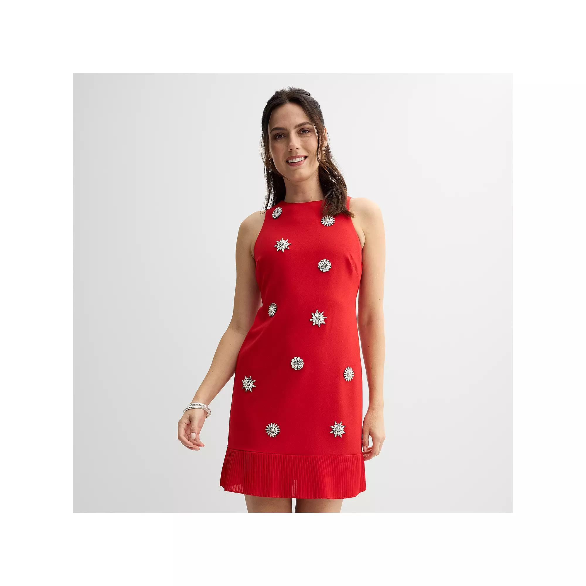 Women's Taylor Embellished Mini Dress with Ruffle Hem, Size: 6, Ultra Red Product Image