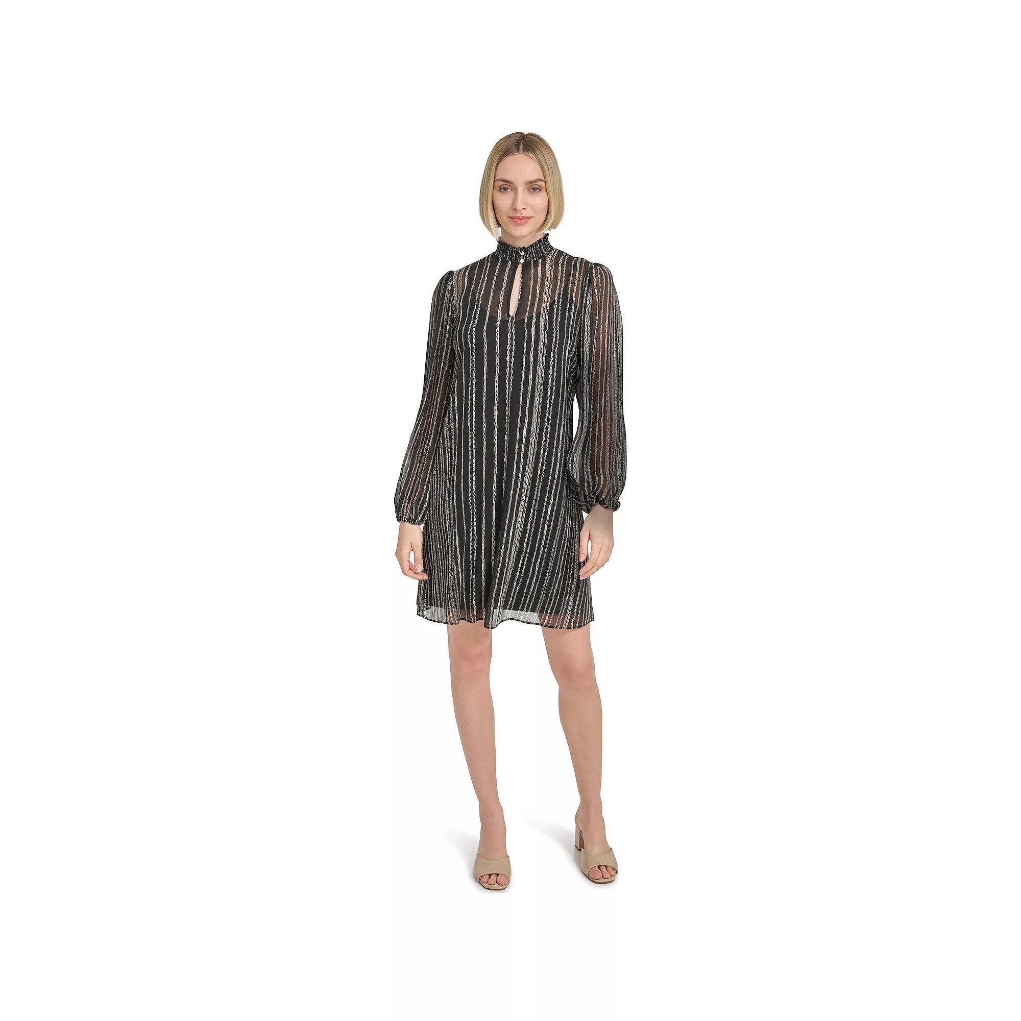Women's Harper Rose Balloon Sleeve Mockneck Trapeze Dress, Size: 2, Black Team Product Image