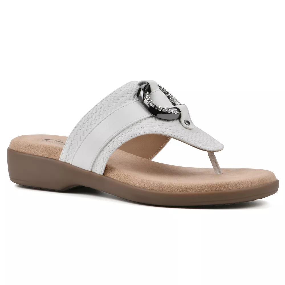 Cliffs by White Mountain Benedict Women's Thong Sandals, Size: 8, Blue Woven Product Image