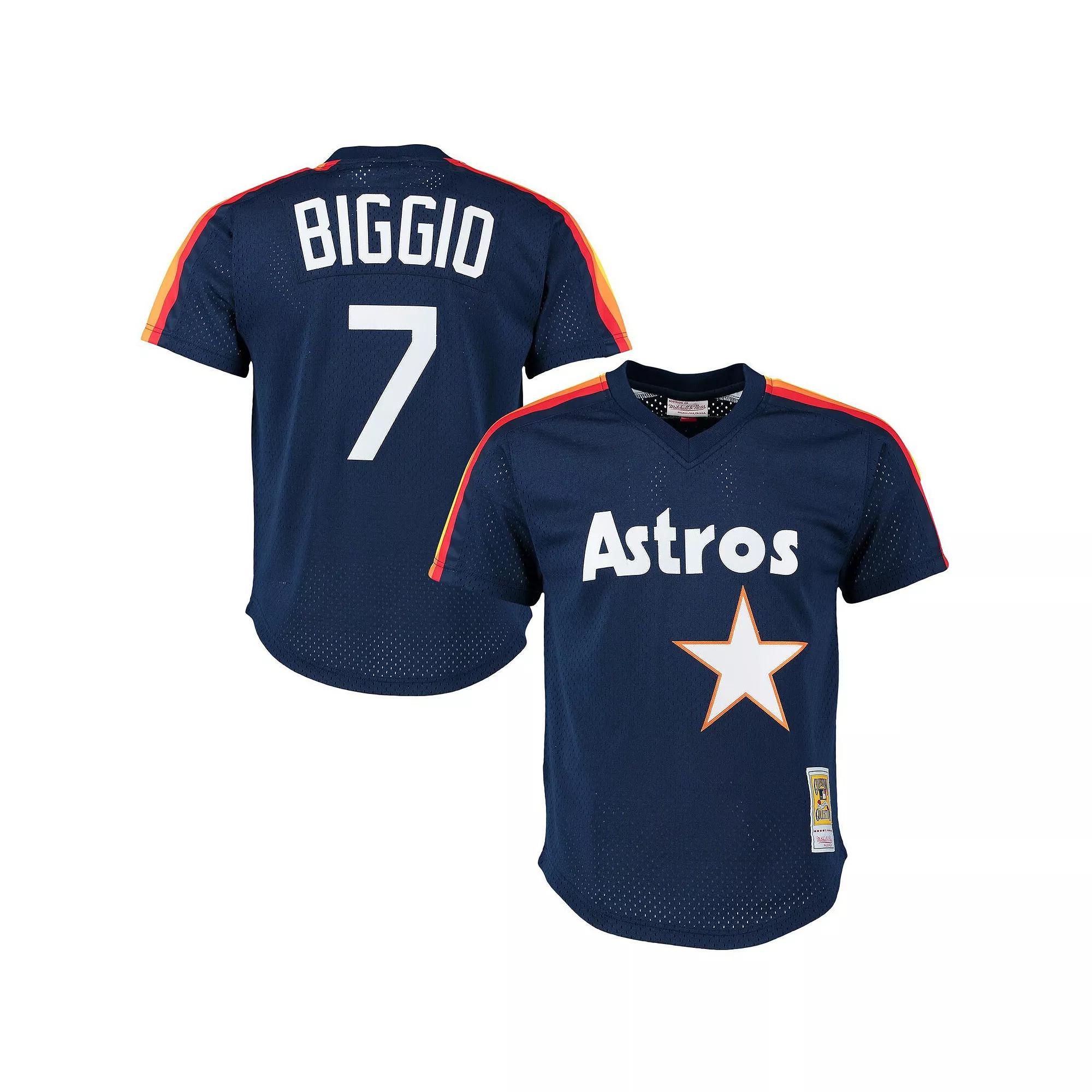 Mens Mitchell & Ness Craig Biggio Houston Astros 1991 Cooperstown Collection Mesh Pullover Jersey Blue Product Image
